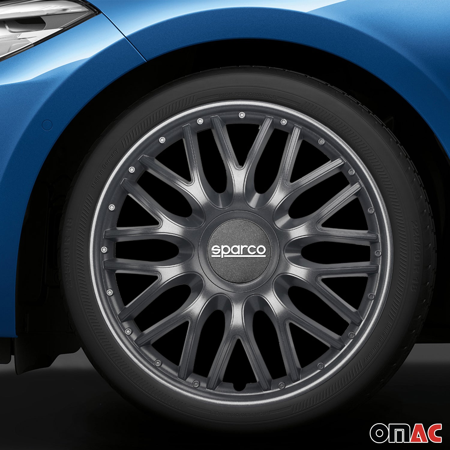 SPARCO Jeu Enjoliveurs de Roues 16 Pouces Gris en ABS 4 piéces