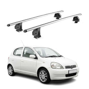 Barres de toit transversales Alu pour Toyota Yaris I HB 1999-2005 TÜV Gris 2Pcs
