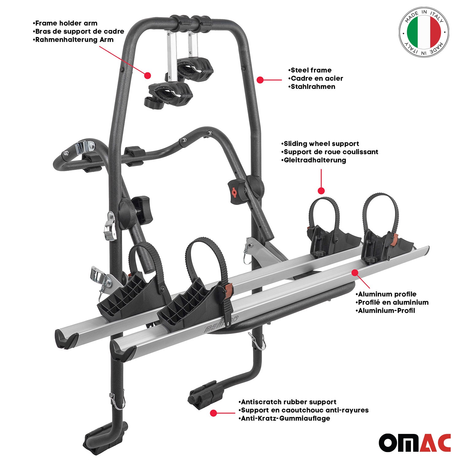 MENABO Porte-vélos sur Hayon pour Opel Meriva 2003-2026 2 Vélos
