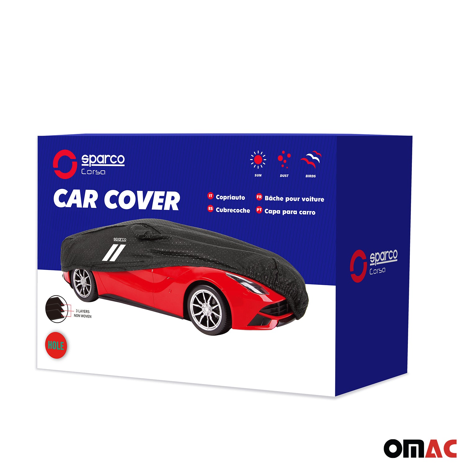 SPARCO bâche de voiture housses de protection complète pour voiture M en noire