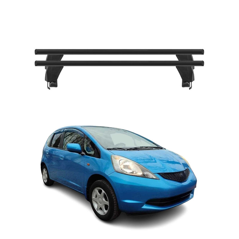 Menabo Barres de toit Transversales pour Honda Jazz Fit 2007-2014 Alu Noir 2x