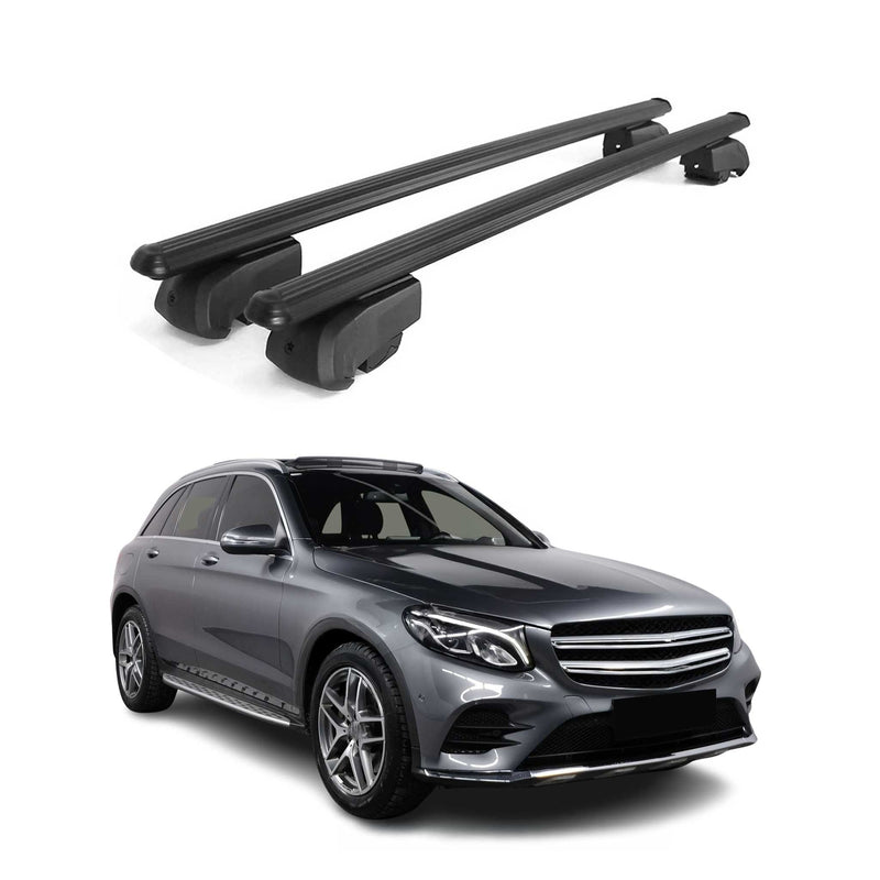Barres de toit Transversales pour Mercedes GLC X253 2015-2021 ABE Alu Noir