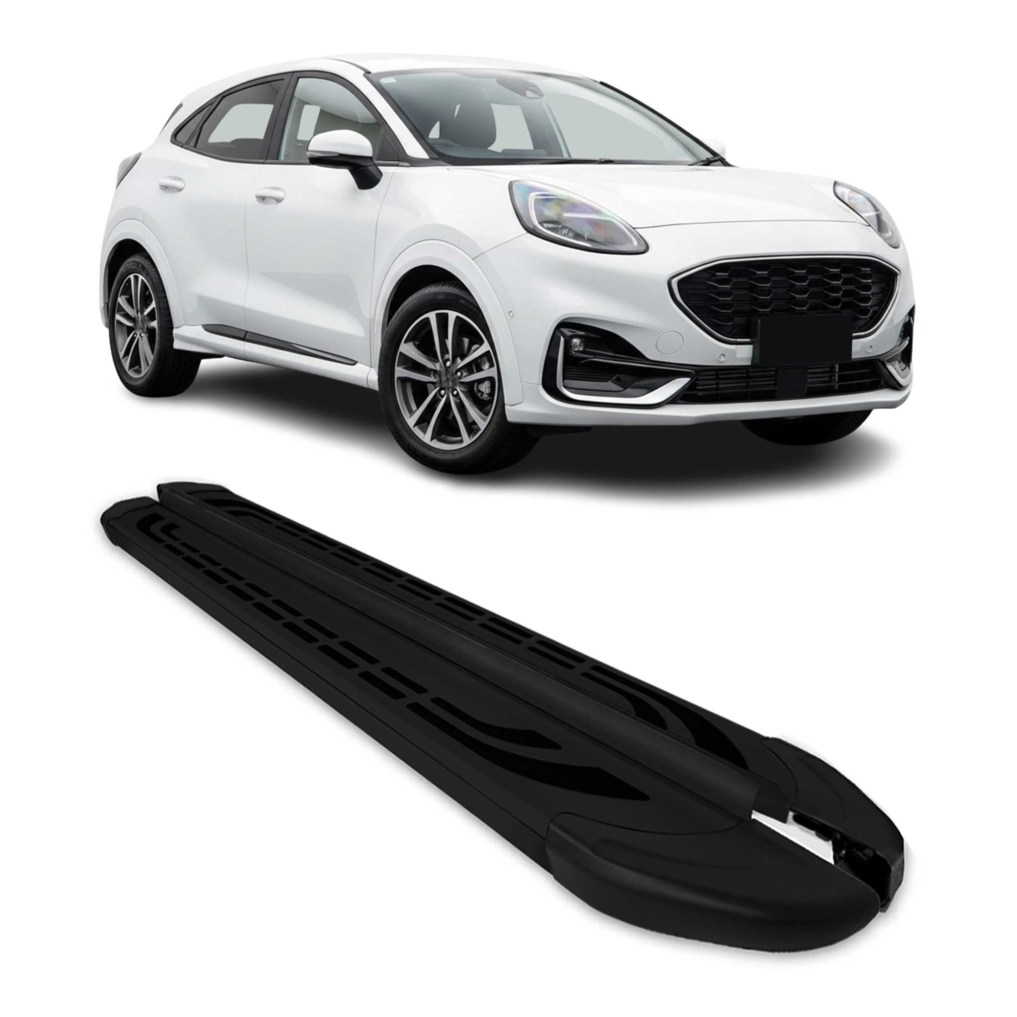 Marchepieds Latéraux pédale pour Ford Puma 2019-2026 Aluminium Noir 2Pcs
