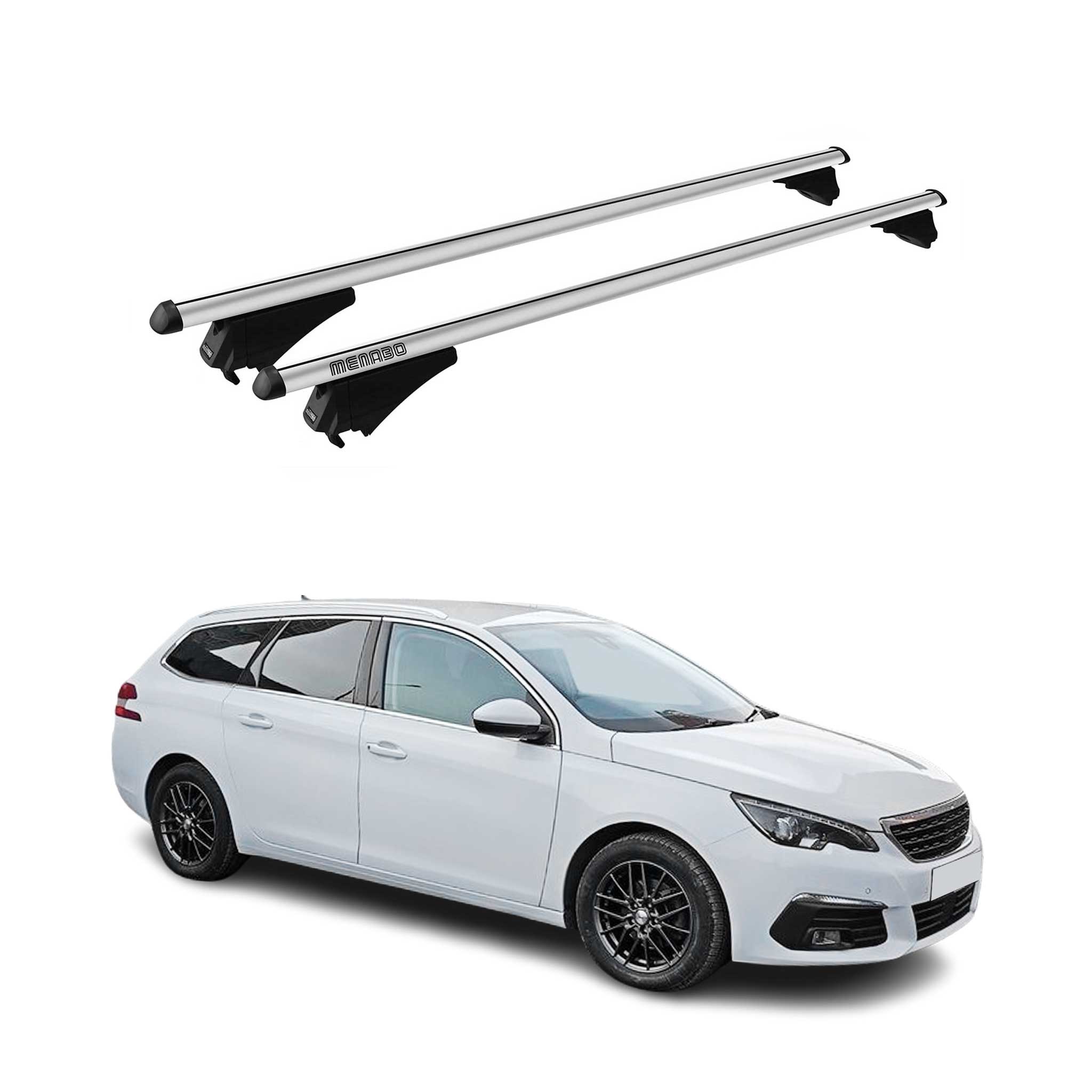 Tiger Barres de toit transversales pour Peugeot 308 Break 2014-2021 Alu Gris 2x