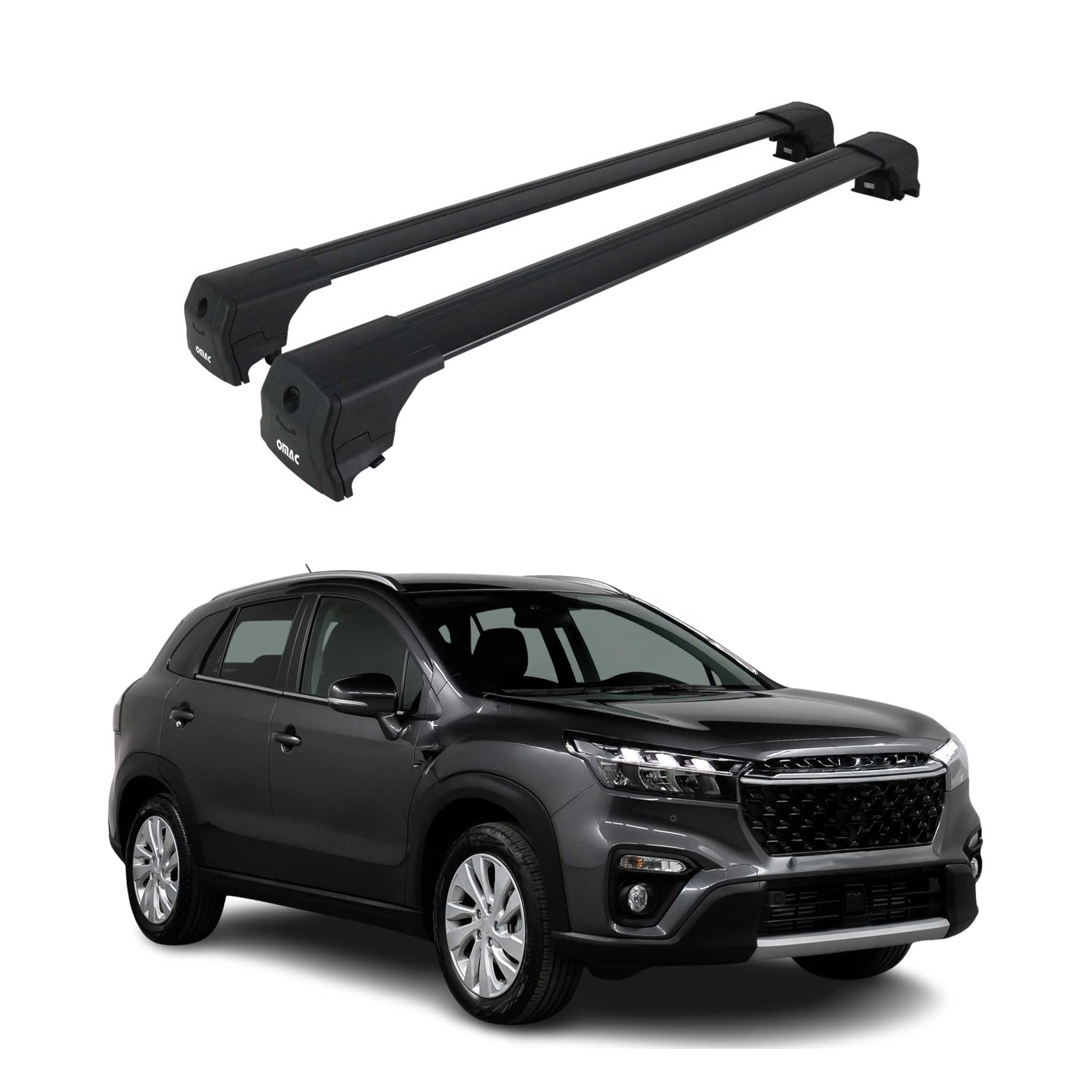 Barres De Toit Transversales pour Suzuki SX4 S-Cross 2021-2026 Alu Noir ABE