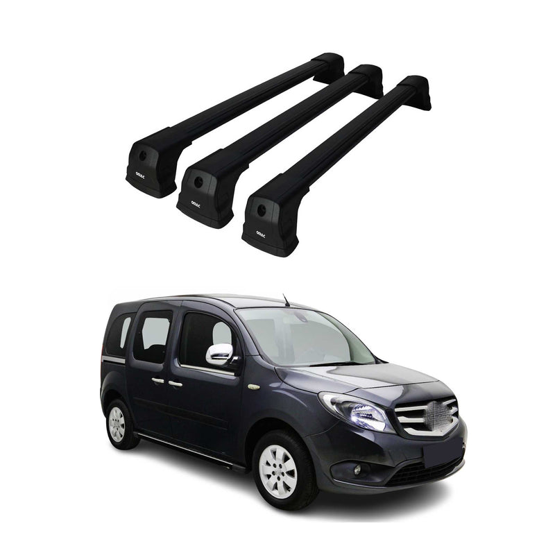 Barres de toit transversales pour Mercedes Citan 2013-2021 noir en Alu