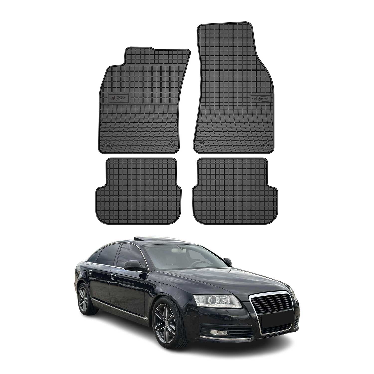 OMAC Tapis de sol pour Audi A6 C6 Berline Break Allroad 2008-11 Noir caoutchouc