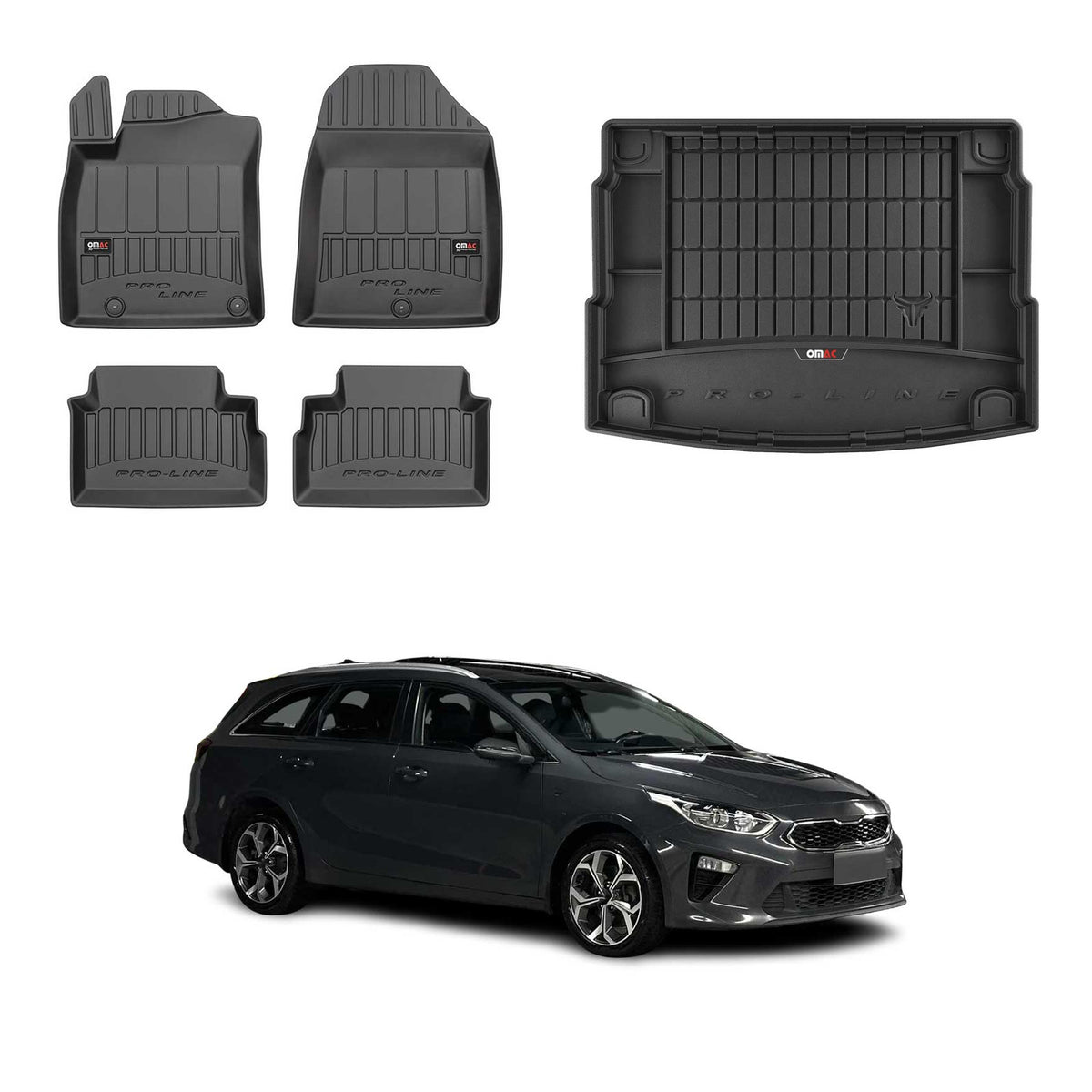 OMAC Kit Tapis de Sol et Coffre pour Kia Ceed III Hatchback 2019-2026 Supérieur