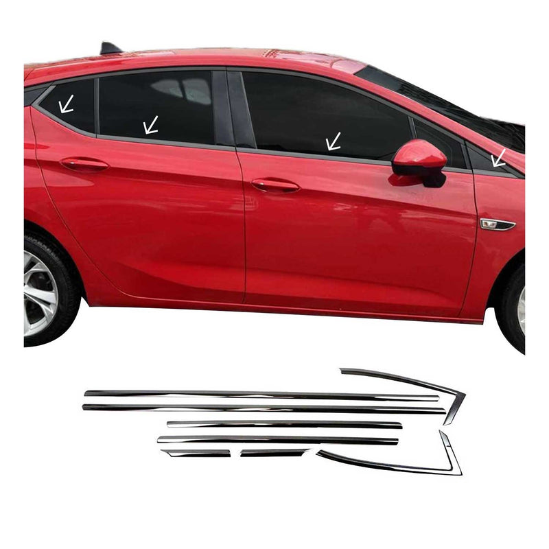 Garniture de Fenêtre pour Opel Astra K HB Acier Inox Foncé 8Pcs