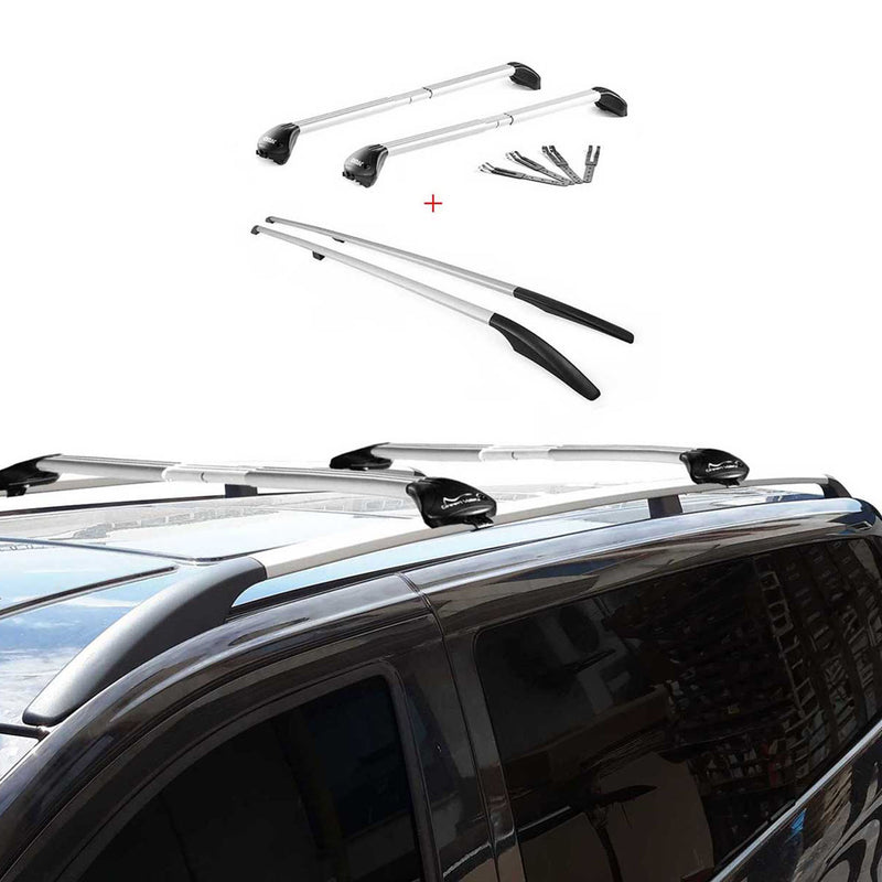 KIT Barres de toit trans+long pour Porsche Cayenne 2002-2010 Alu Gris