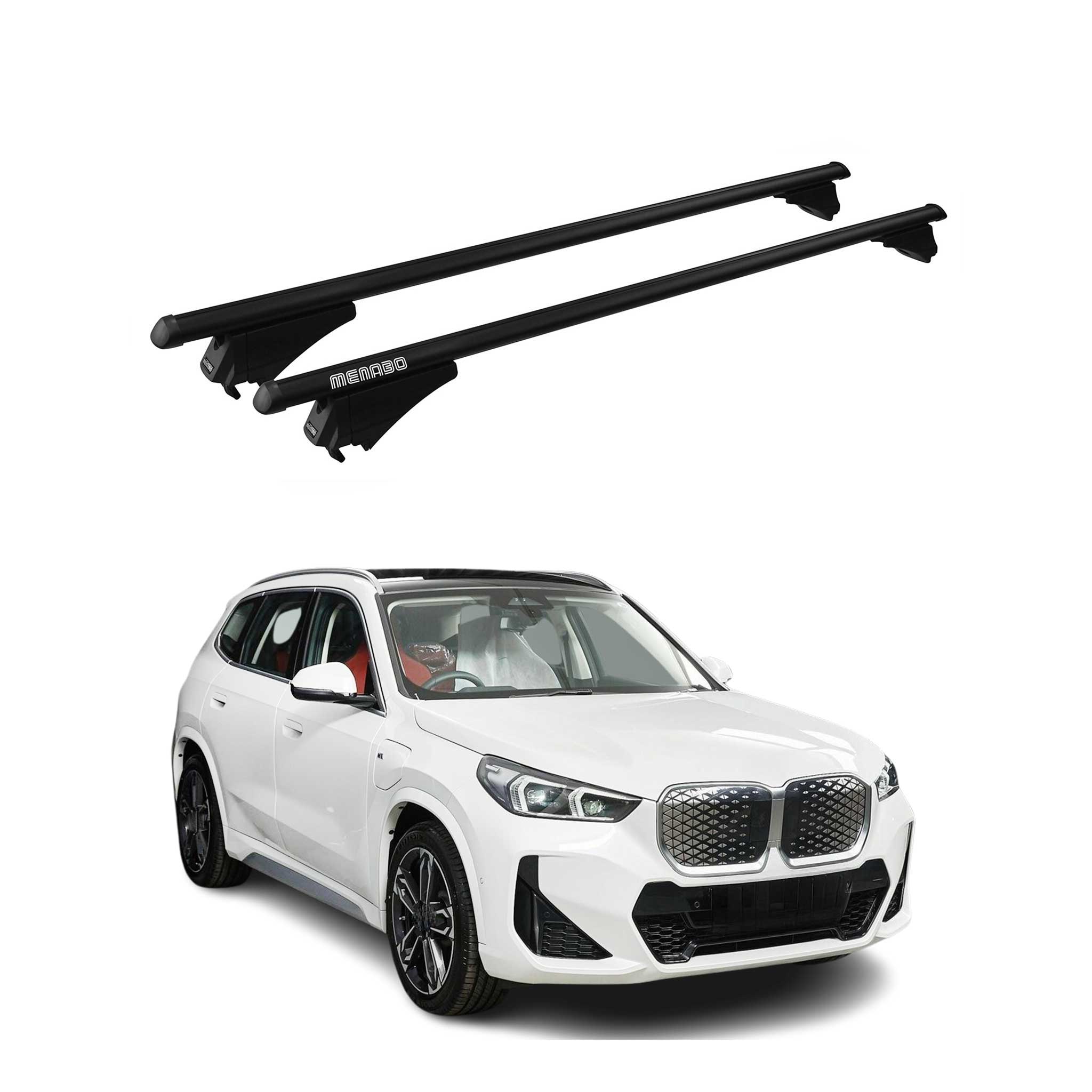 Tiger Barres de toit transversales pour BMW iX1 U11 2022-2026 Alu Noir 2x