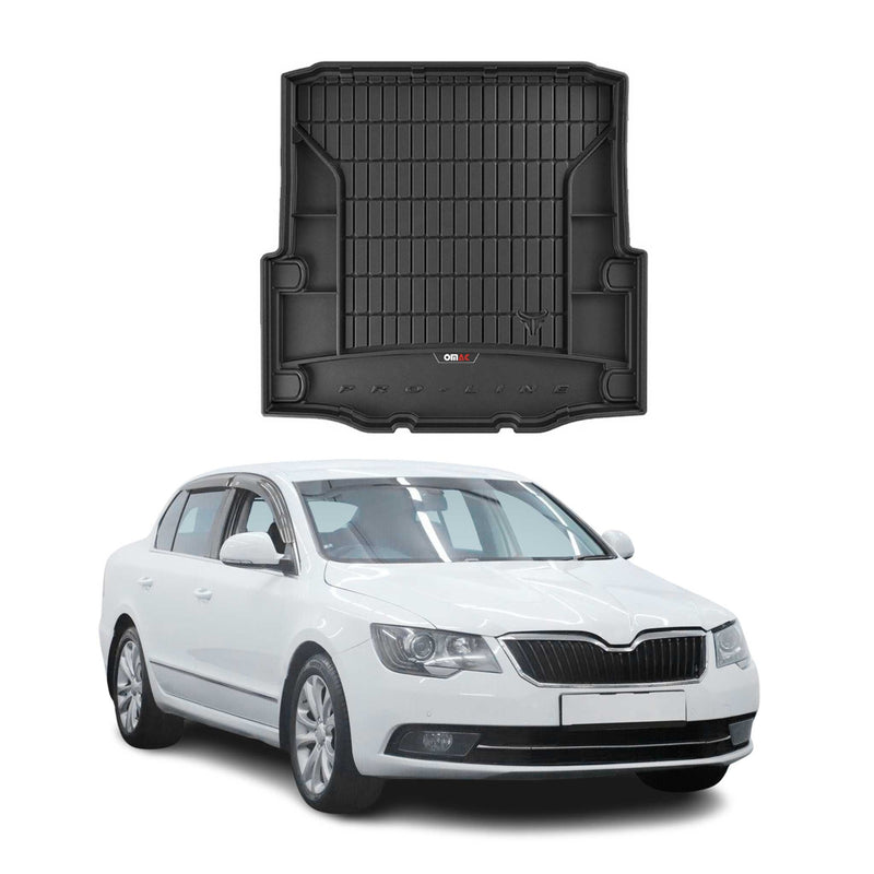 Tapis de Coffre pour Skoda SuperB 2008-2015 Noir TPE