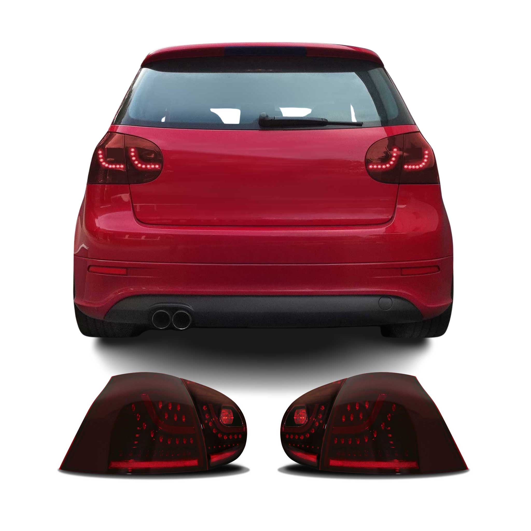 Feux arrière à LED pour Volkswagen Golf 5 2003-2008 Foncé Rouge 4 Pieces