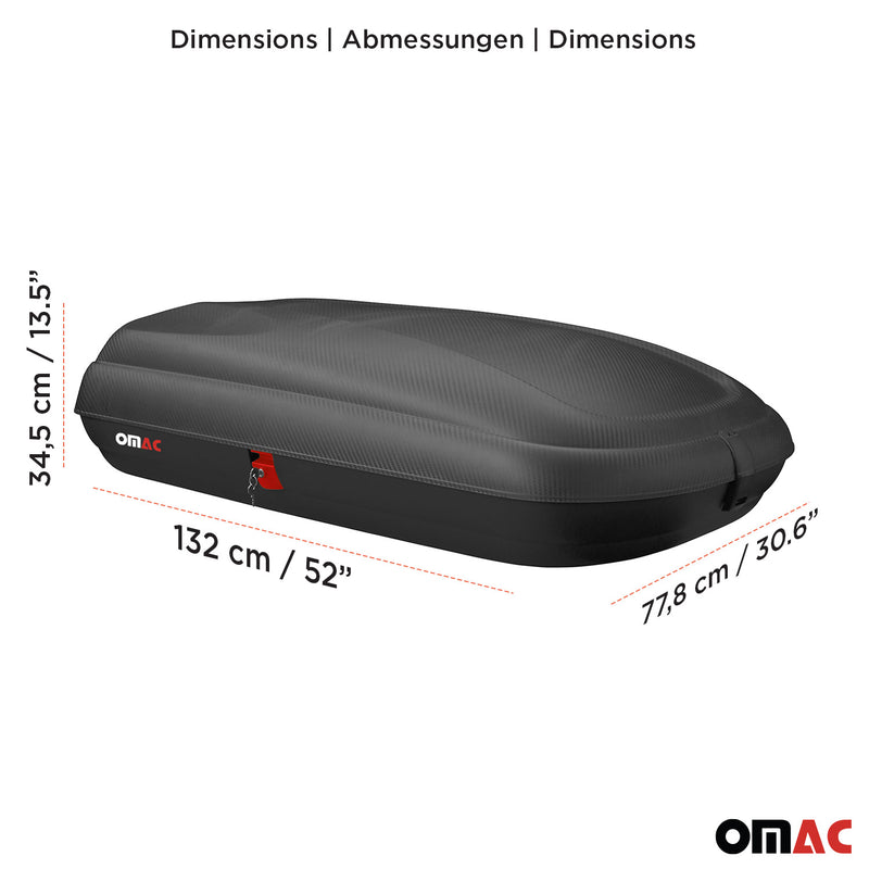 OMAC Coffre de toit 320 litres en fibre de carbone texturée homologué TÜV