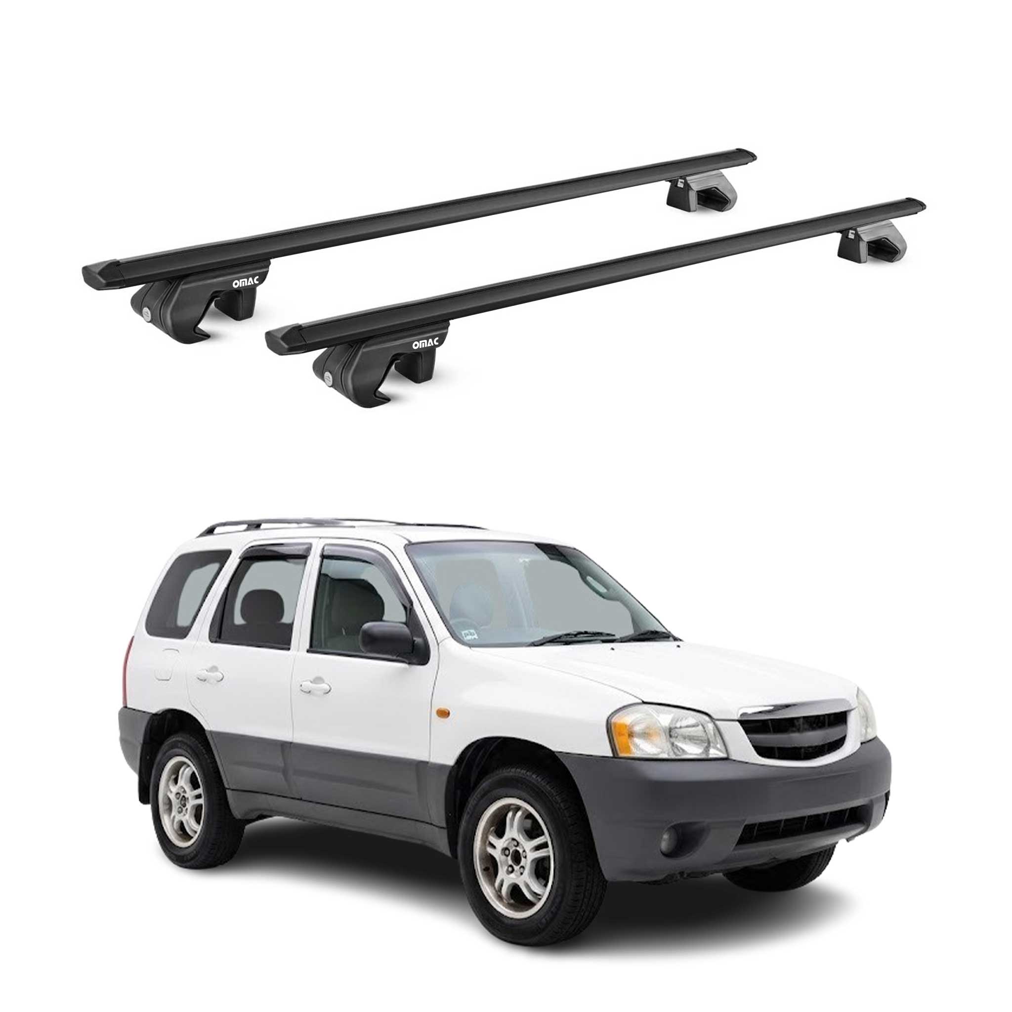 Barres de toit transversales pour Mazda Tribute I 2001-2004 Pre-FL Alu Noir ABE