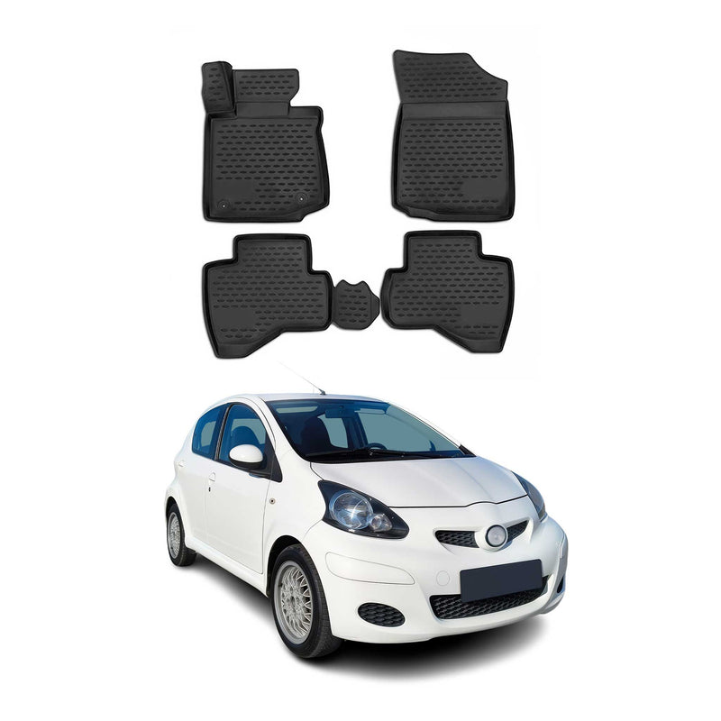 OMAC Tapis de sol pour Toyota Aygo 2005-2014 en caoutchouc Noir