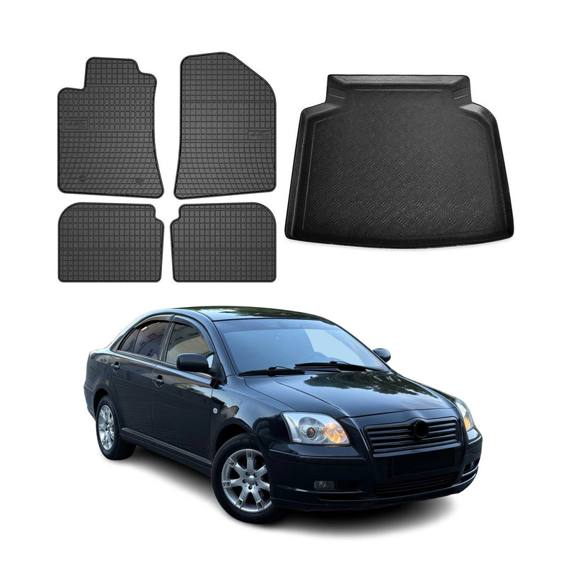 Kit Tapis de sol et coffre pour Toyota Avensis 2003-2009 TPE Noir