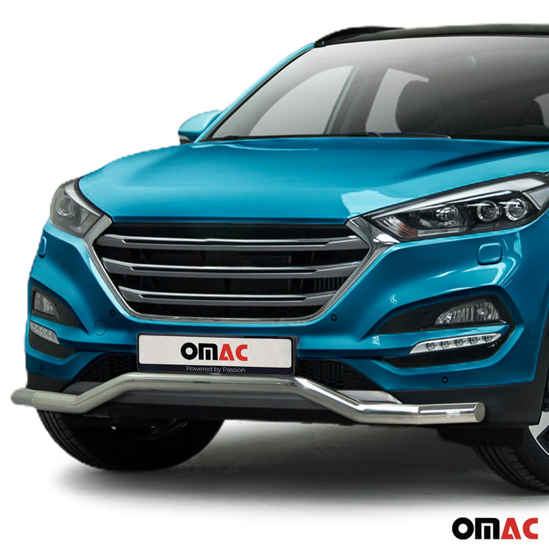 Pare-Buffle Avant Pour Hyundai Tucson 2015-2021 en Acier Inoxy Argent