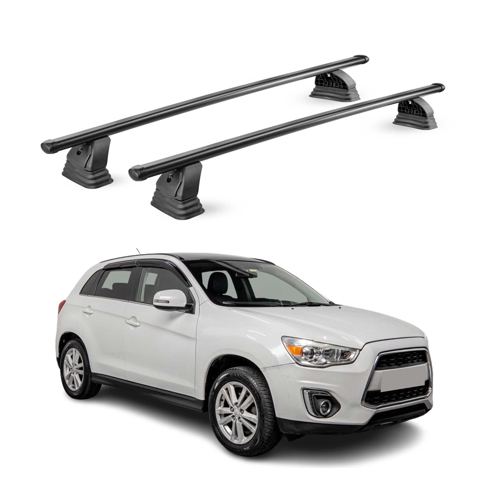 Barres de toit transversales acier pour Mitsubishi ASX I 2010-2022 TÜV Noir 2Pcs