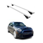 Barres de toit Transversales pour Mini Clubman R55 2007-2015 Fer Argent