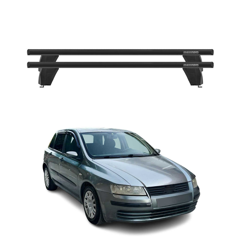 Menabo Barres de toit transversales pour Fiat Stilo 2001-2010 Porte-Bagage en Alu lisse Noir 5Dr 2x TÜV