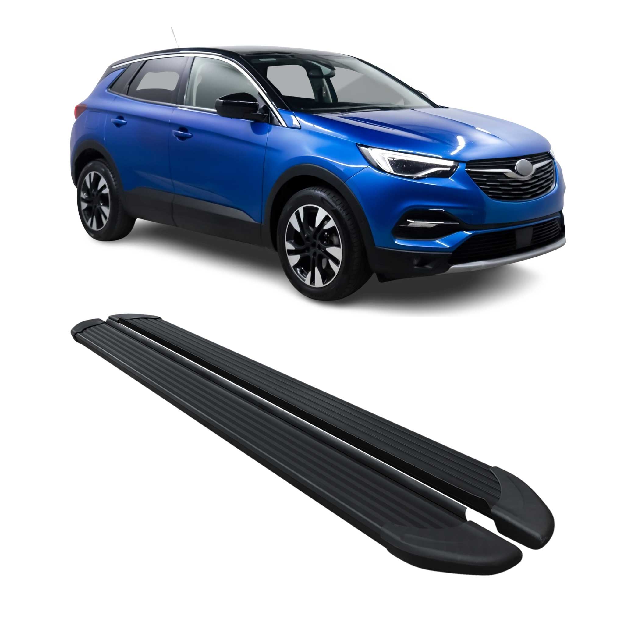 Marchepieds Latéraux pour Opel Grandland X 2017-2024 Noir Aluminium 2Pcs