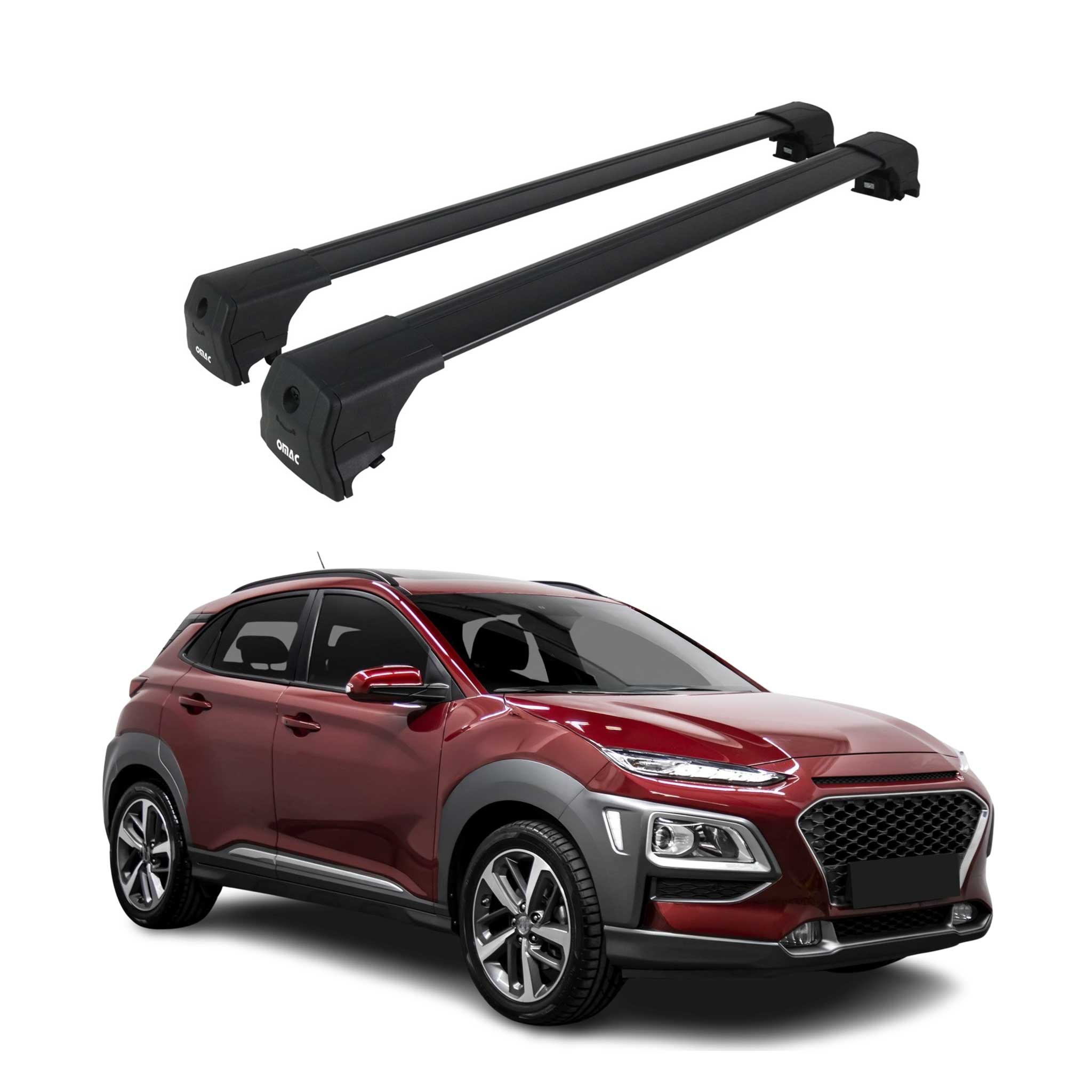 Barres De Toit Transversales pour Hyundai Kona 2018-2023 Aluminium Noir ABE