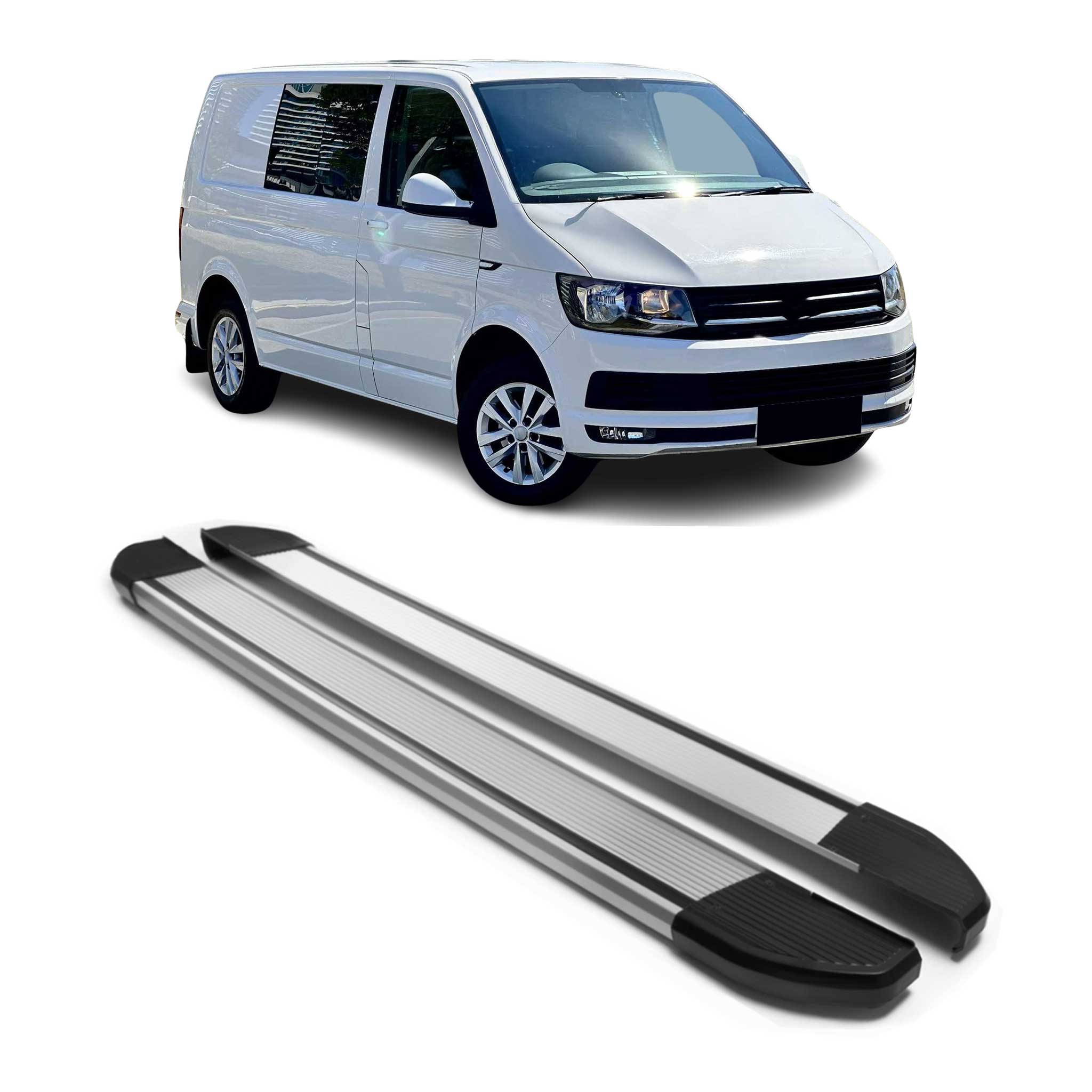 Marchepieds Latéraux pour VW T6 T6.1 Transporter 2015-2024 Alu gris L1 Court