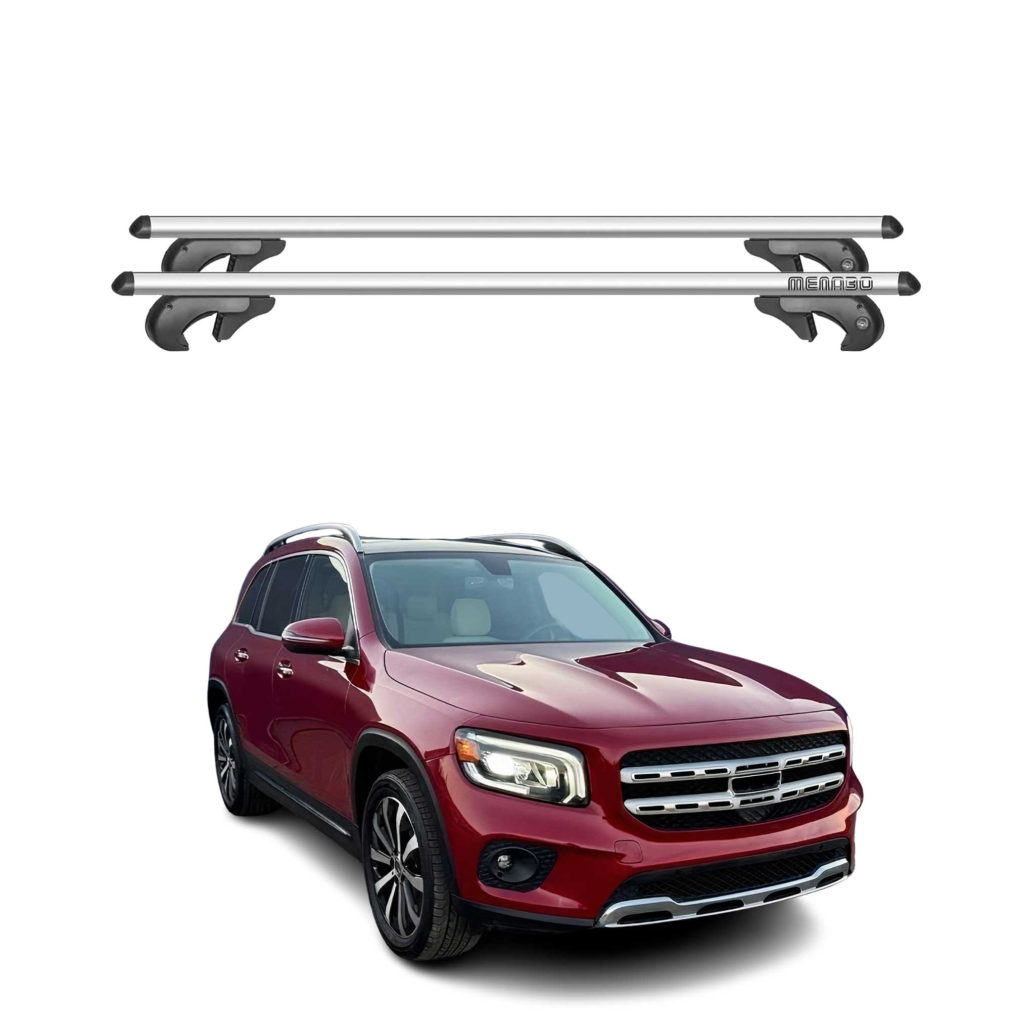 Barres de toit transversales pour Mercedes GLB X247 2019-2026 90kg Alu Gris