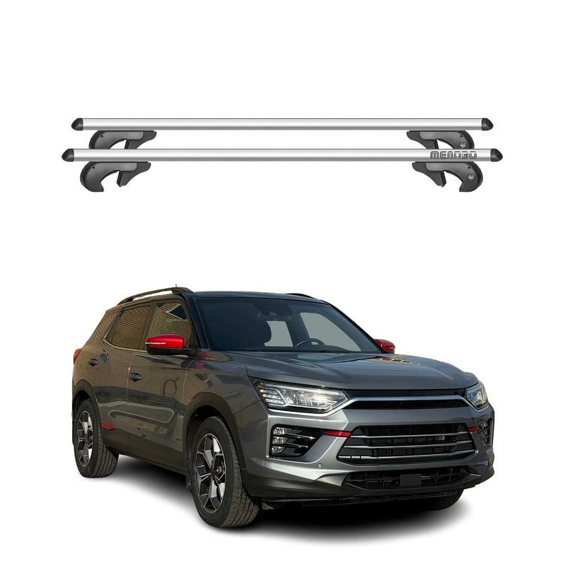 Barres de toit transversales pour Ssangyong Korando 2019-2025 90kg Alu Gris