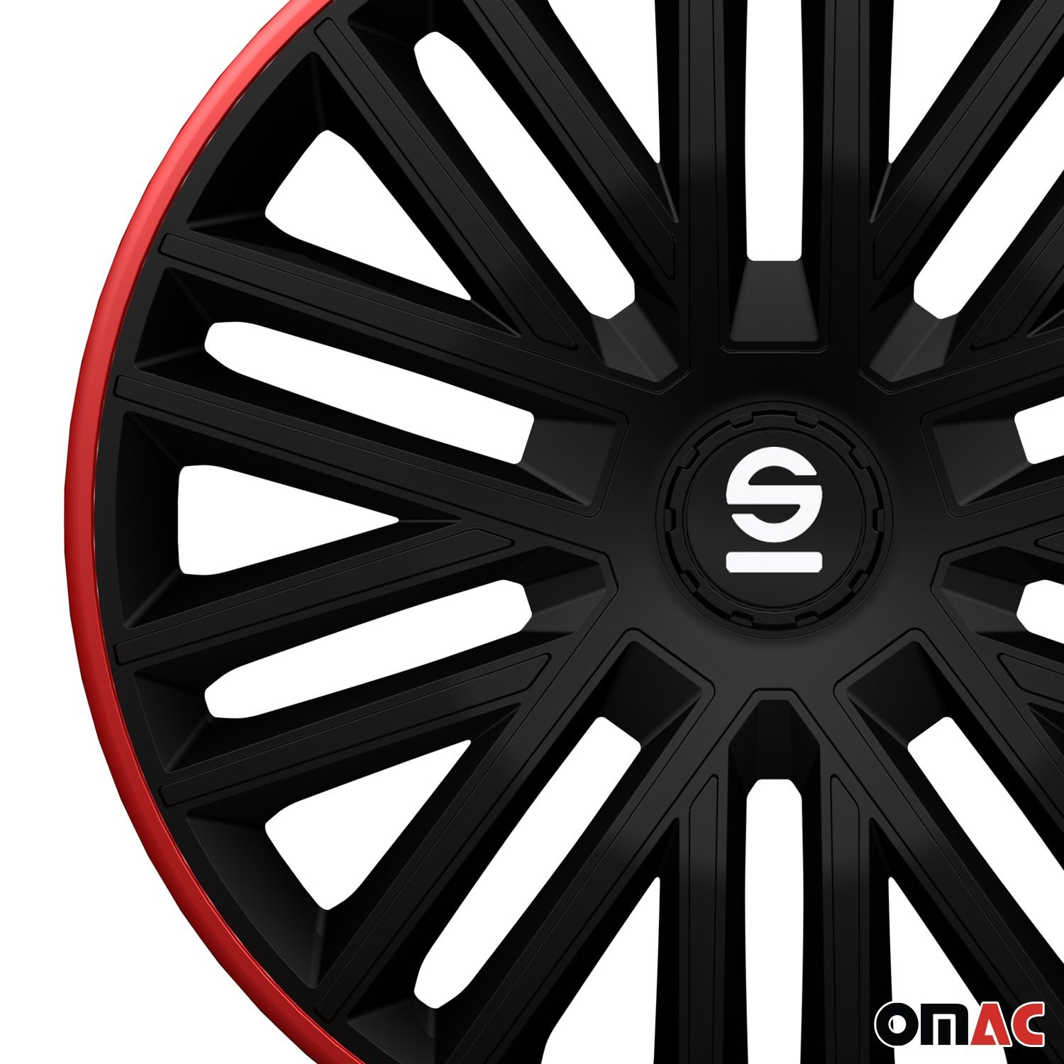 SPARCO Jeu Enjoliveurs de Roues 16 Pouces Rouge & Noir 4Pcs