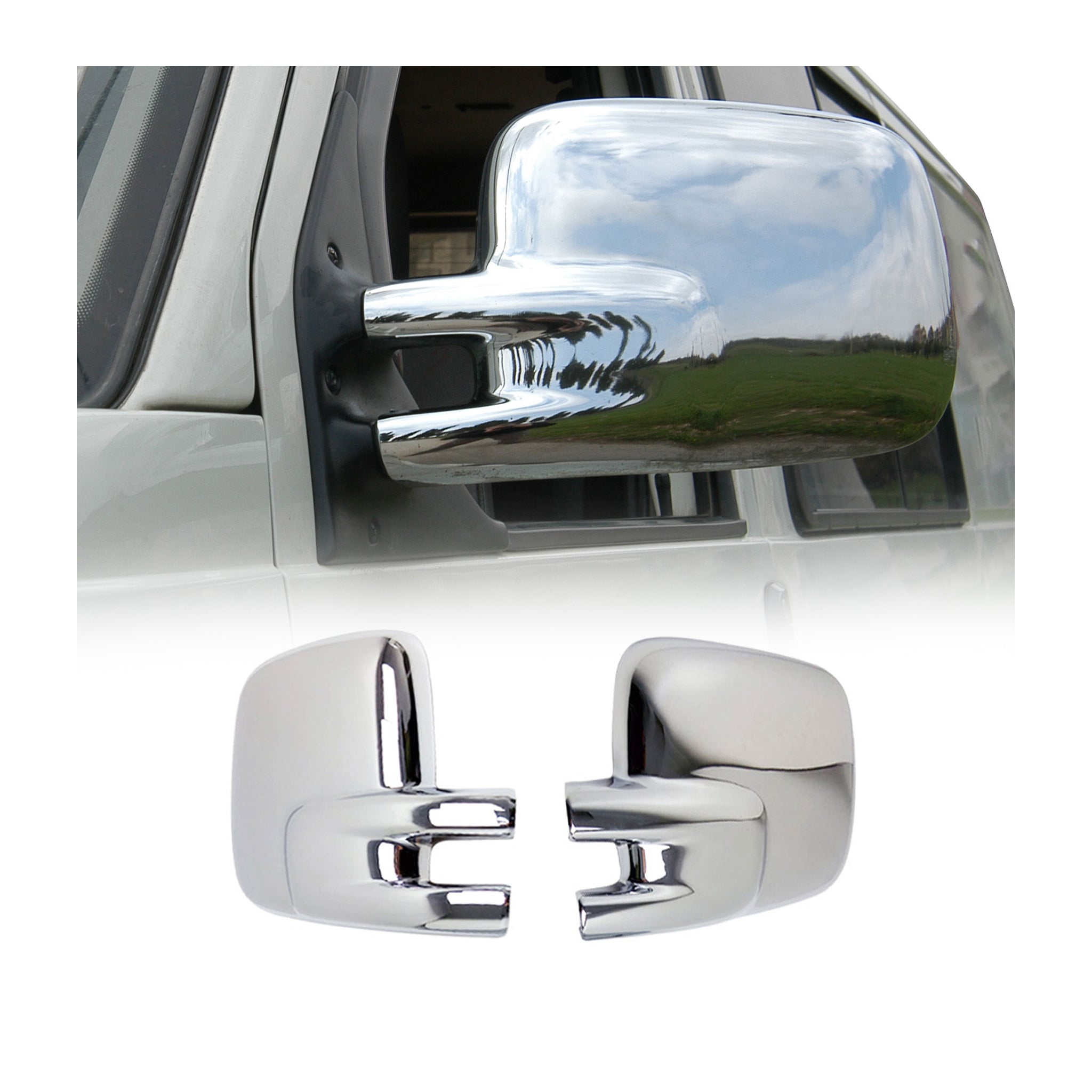Coques de Rétroviseurs pour VW T4 Transporter 1990-2003 2x Acier Inox Chromé