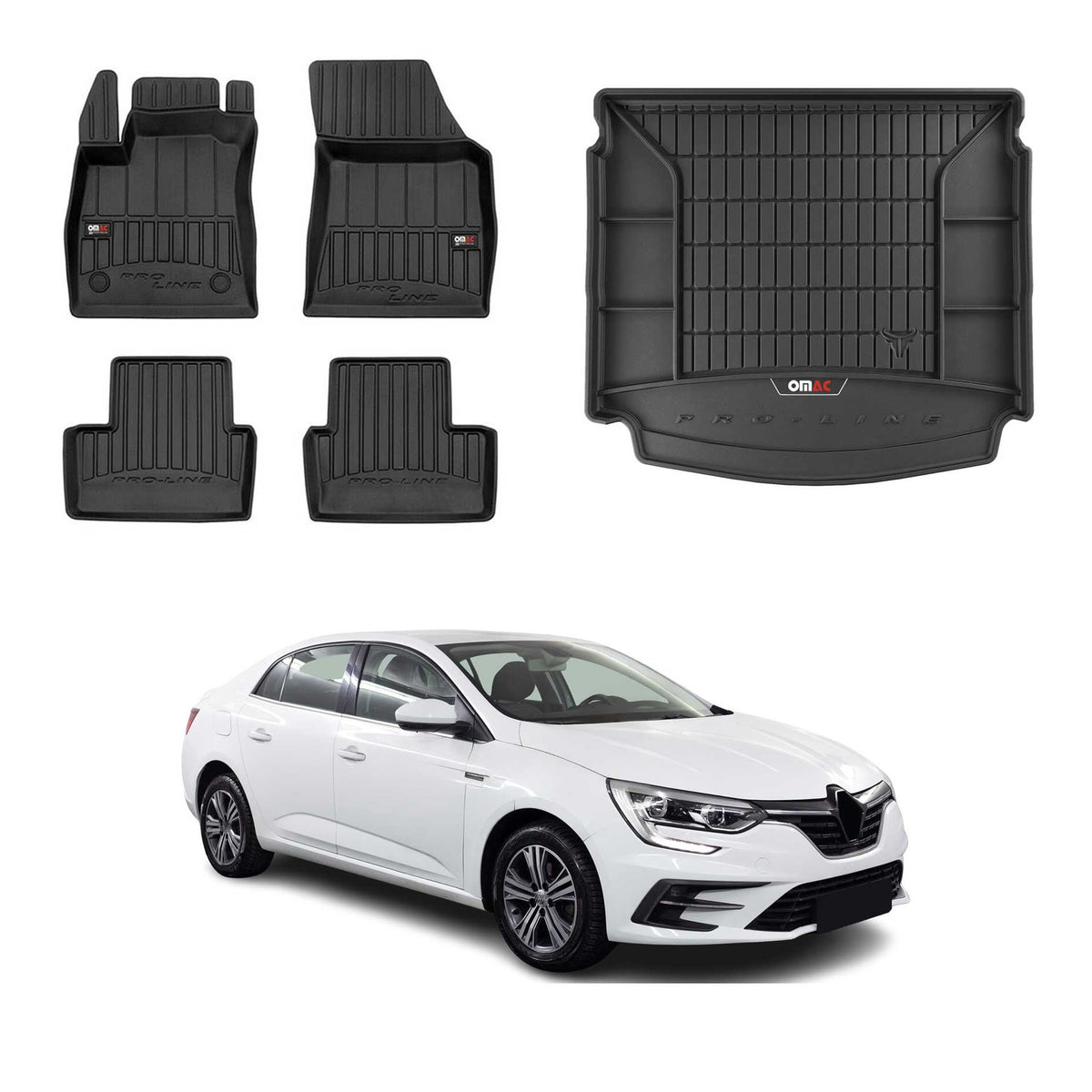 OMAC Kit Tapis de Sol et Coffre pour Renault Megane Break 2016-2022 Supérieur