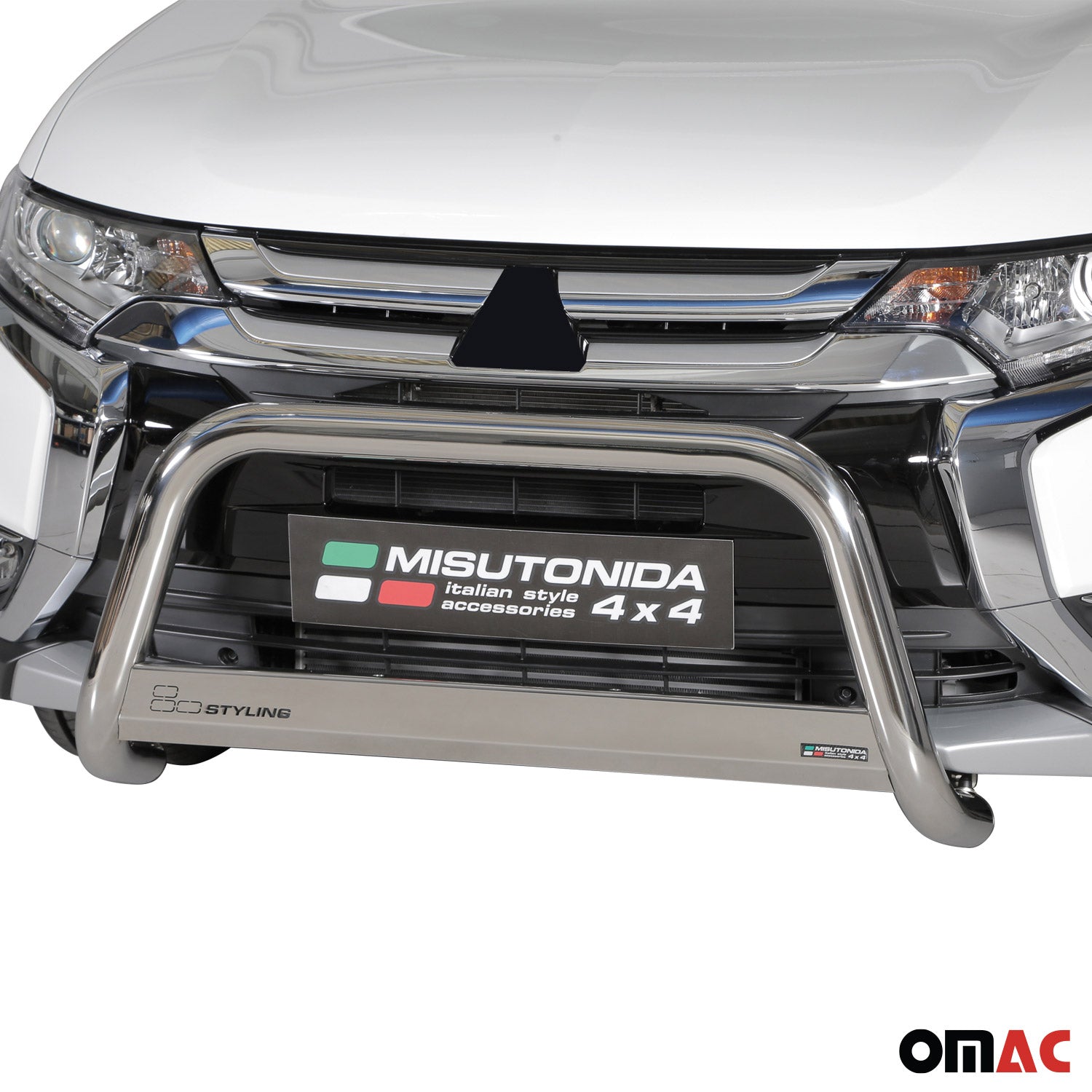 Pare-buffle Avant pour Mitsubishi Outlander PHEV 2015-2018 63 mm en Acier Gris