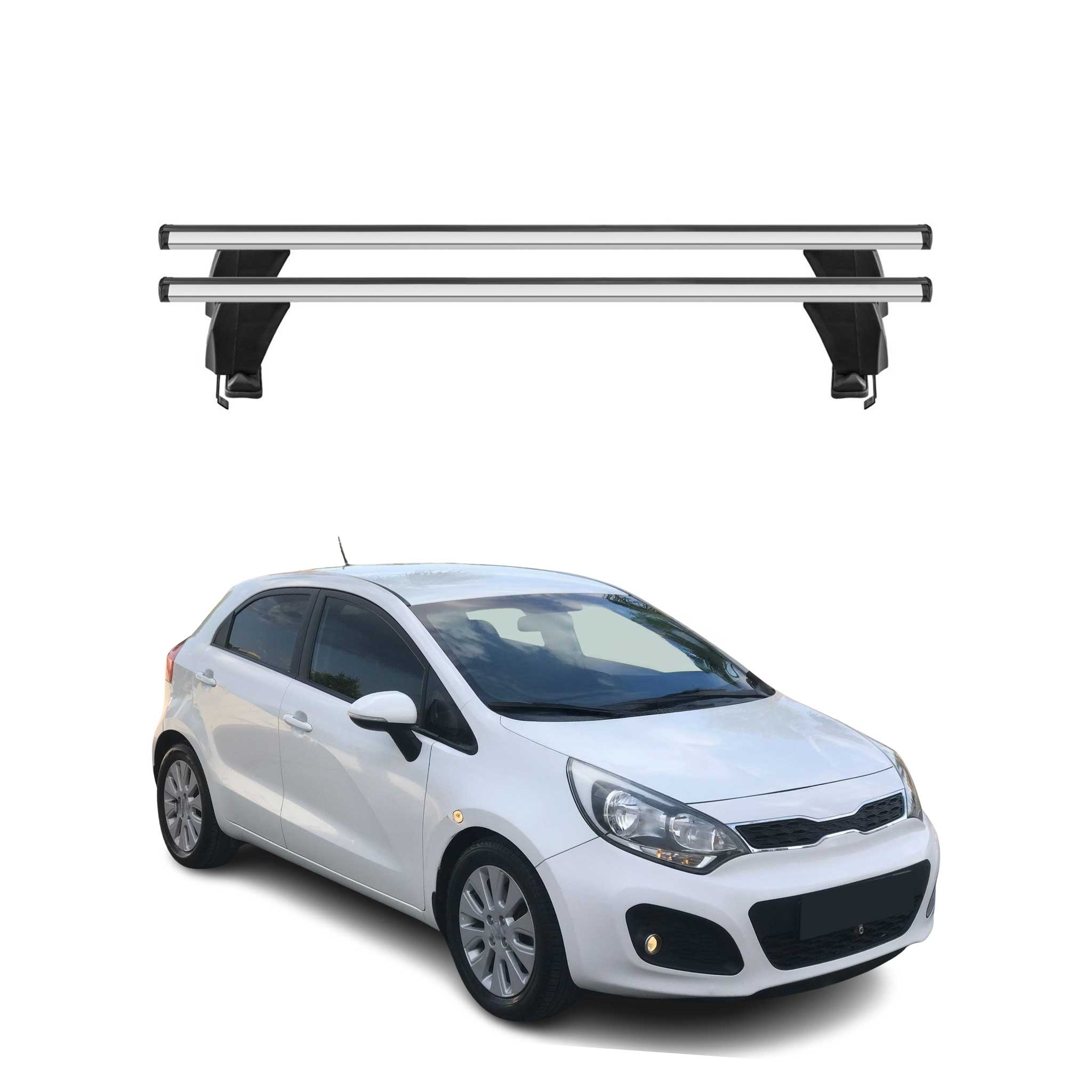 Menabo Barres de toit Transversales pour Kia Rio HB 2011-2015 Alu Gris ABE 2x