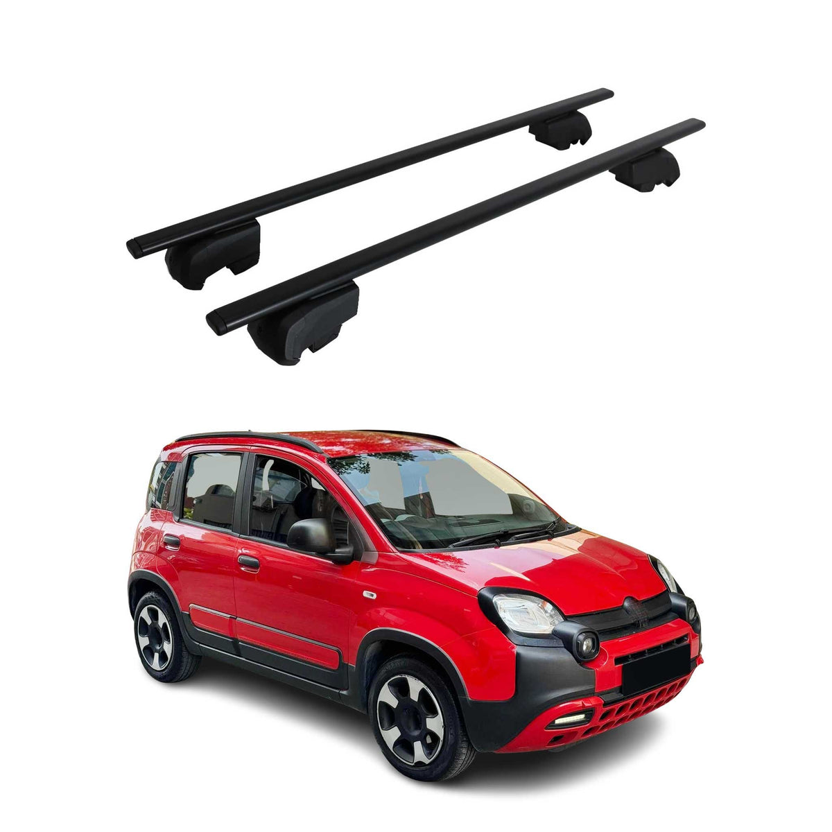 Barres de toit Transversales pour Fiat Panda Cross 2014-2023 Acier Noir ABE