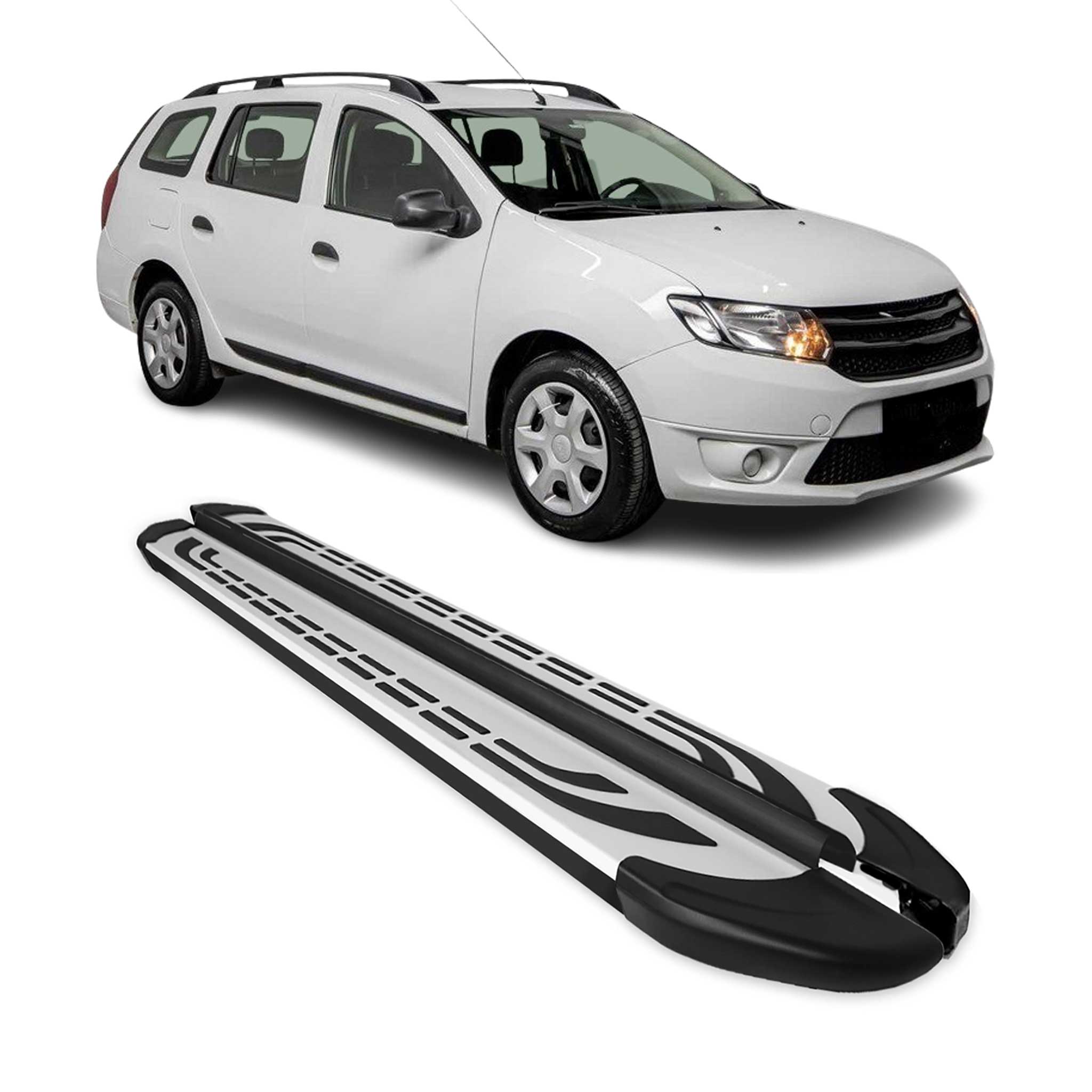 Marchepieds Latéraux pour Dacia Logan MCV 2013-2021 Aluminium Gris Noir 2Pcs