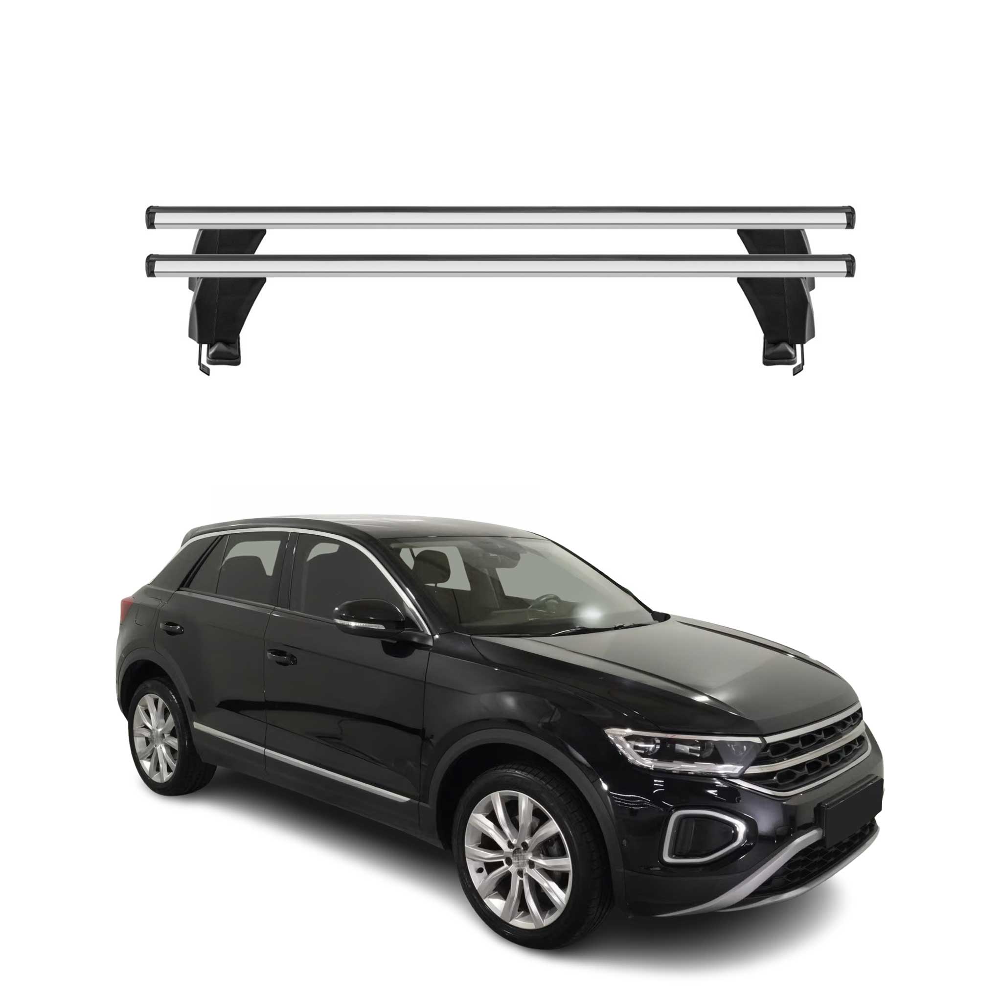 Menabo Barres de toit Transversales pour VW T-Roc 2017-2025 Alu Gris ABE 2x