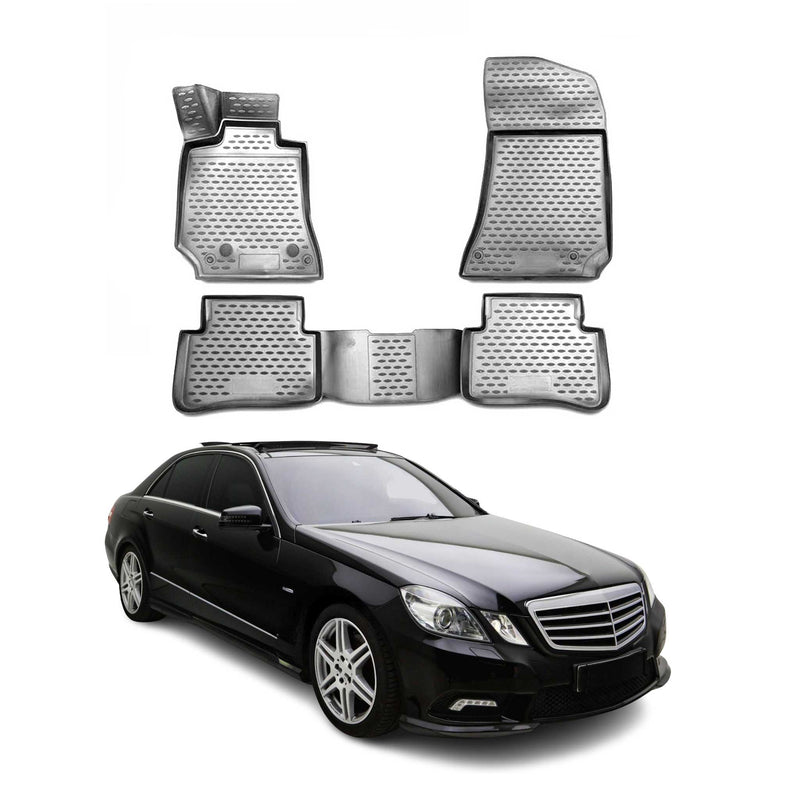 Tapis de sol pour Mercedes Classe E W212 2013-2016 en caoutchouc TPE 3D Gris 4x