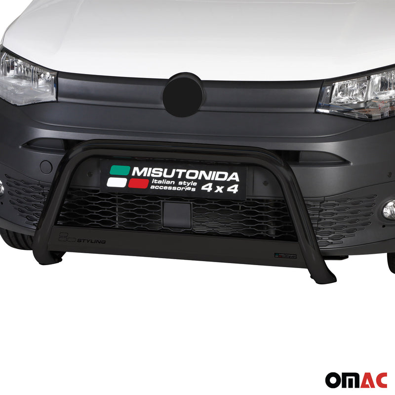 Pare-buffle Avant pour VW Caddy 2021-2025 63mm en Acier Inoxydable Noir