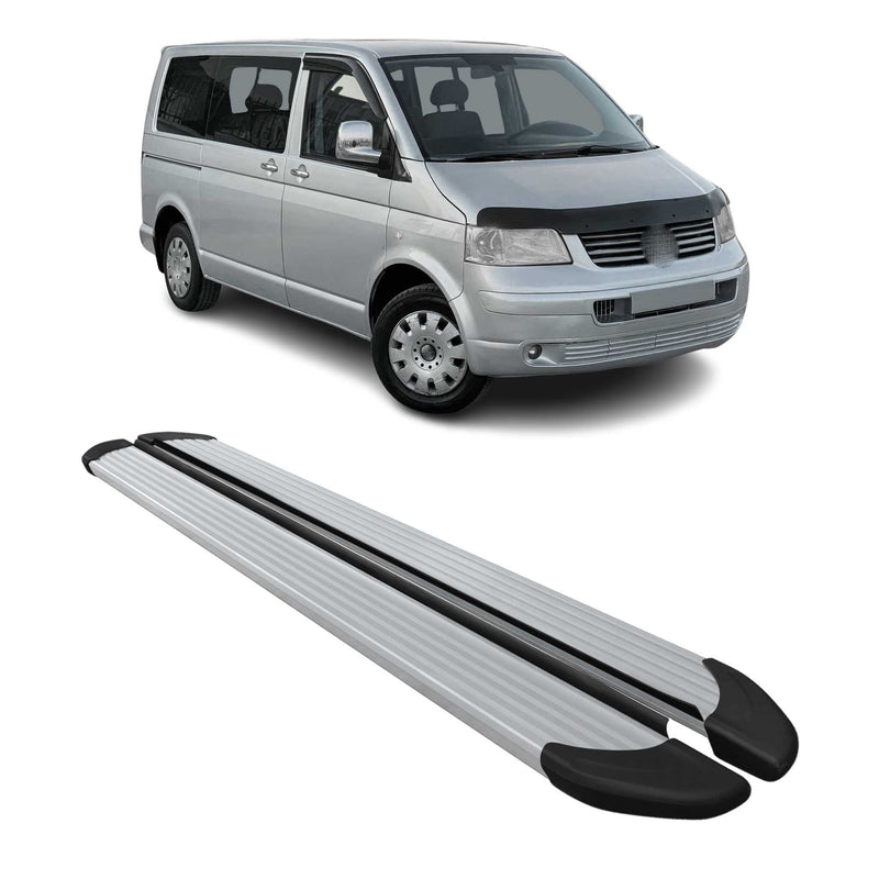 Marchepieds Latéraux pour VW Transporter T5 2003-2015 Aluminium Argent L1 Court