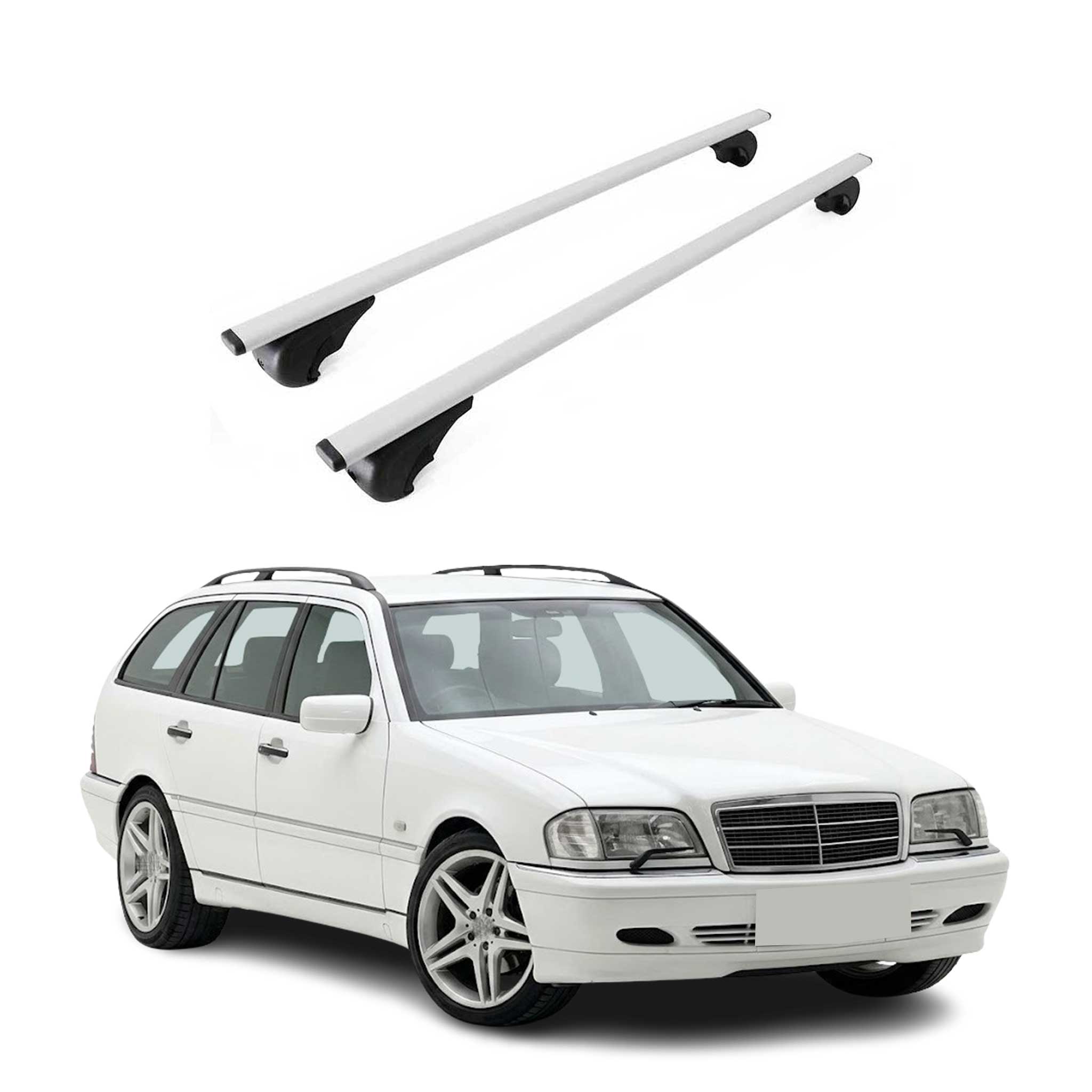 Barres de toit Transversales pour Mercedes Classe C S202 1993-2000 Fer Gris 2Pcs