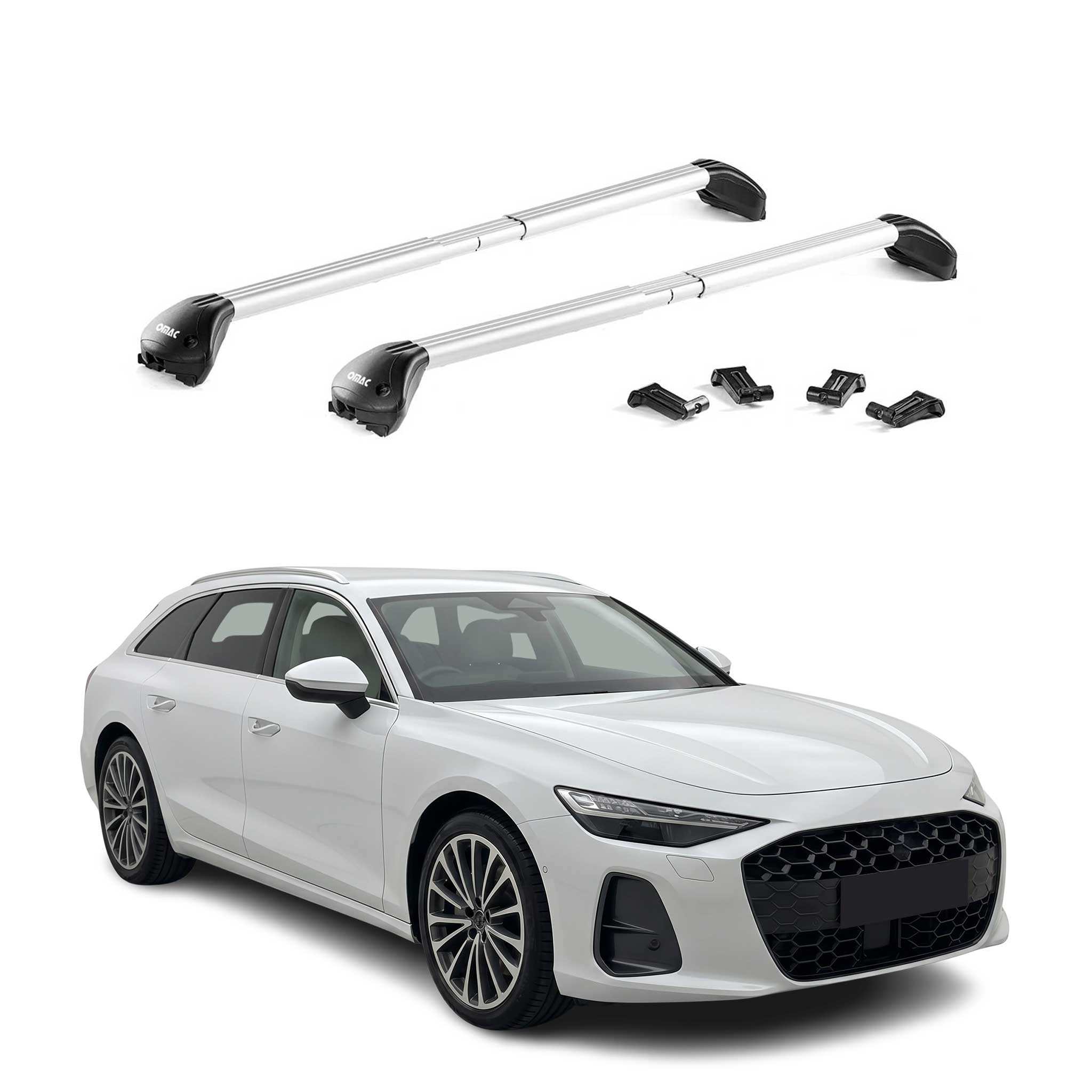 Barres de toit transversales pour Audi A6 C9 Break 2025-2026 Alu Gris 2x ABE