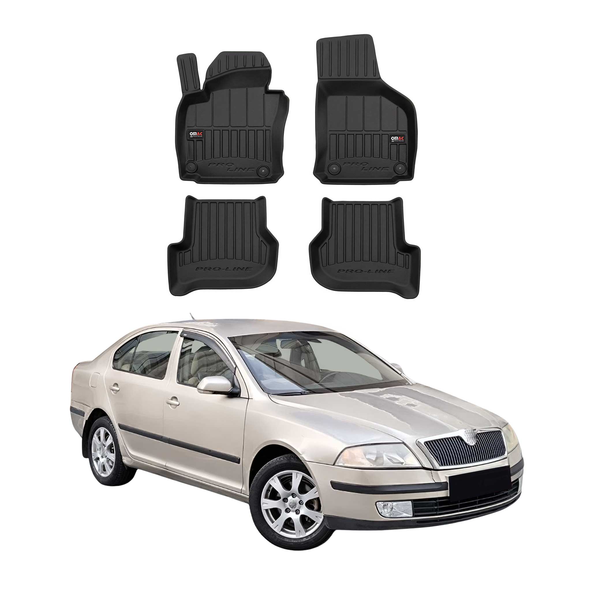 OMAC Tapis de sol en caoutchouc pour Skoda Octavia 2004-2013  Noir Premium