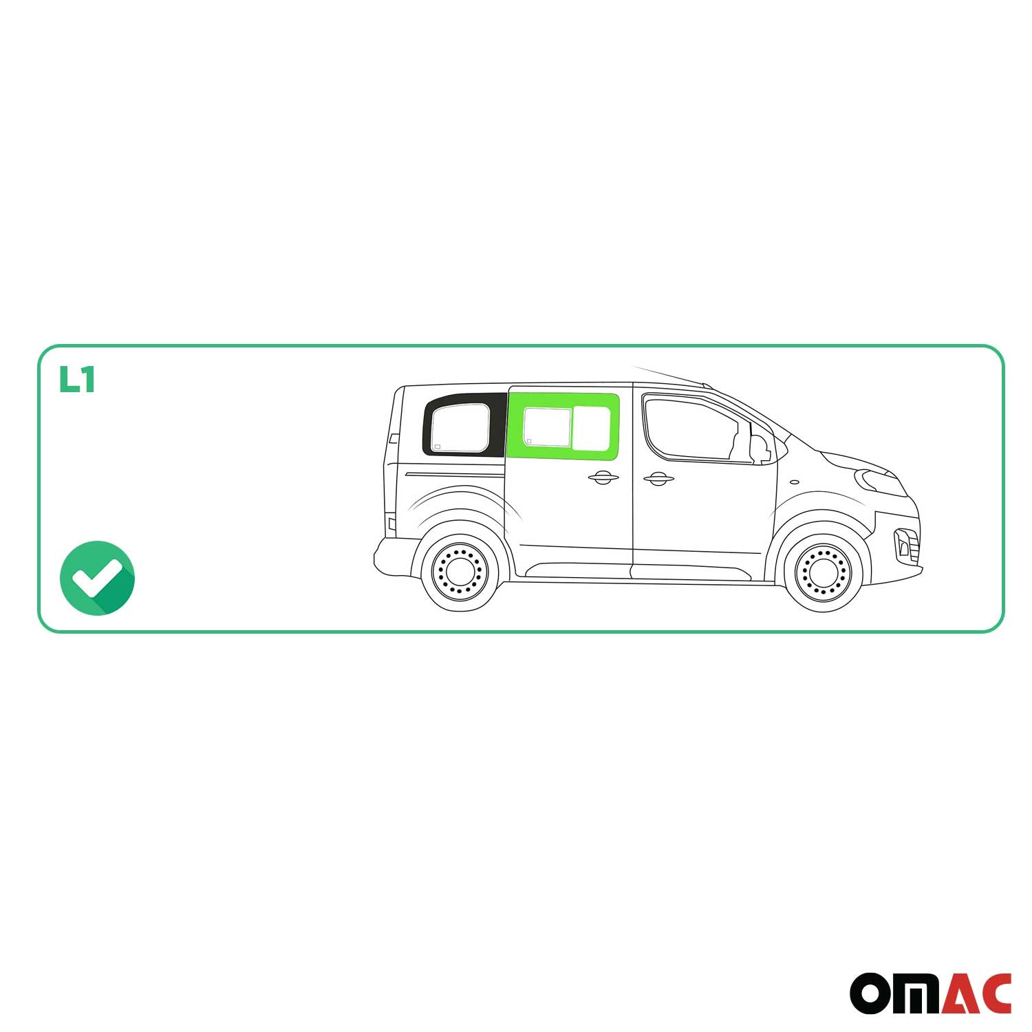 Vitre de Porte pour Citroen Jumpy 2017-2025 L1 Empattement court Avant Droit Fenêtre coulissante