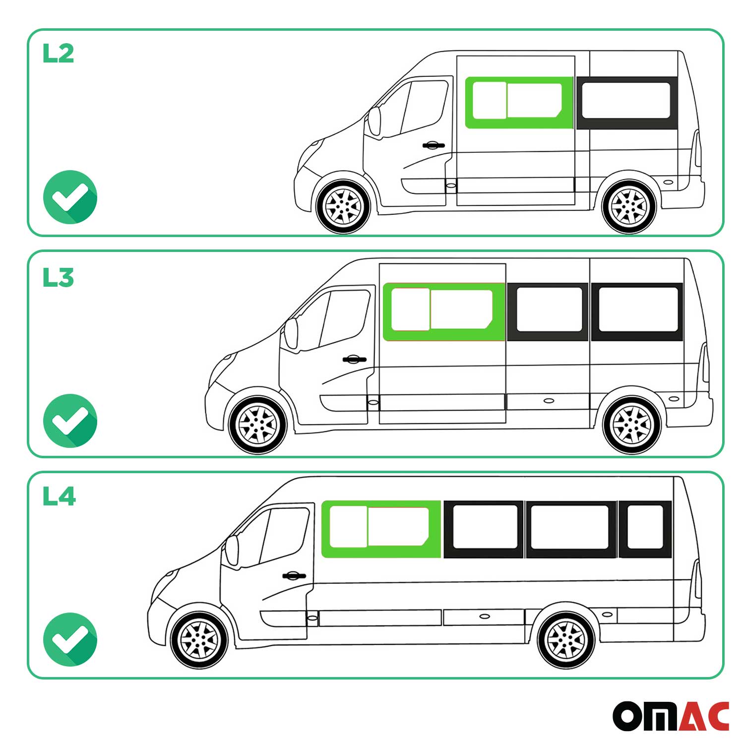 Vitre de Porte pour Opel Movano 2010–2021 non coulissante gauche L2 L3 L4 H2