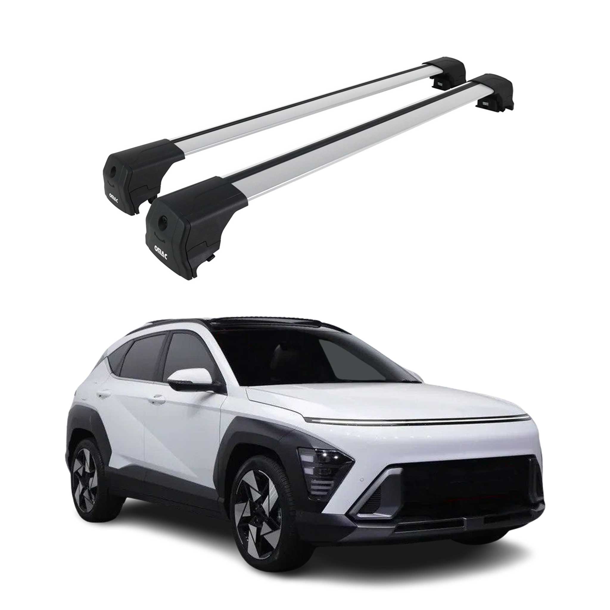 Barres De Toit Transversales pour Hyundai Kona 2 2023-2025 ABE Gris Alu 2x