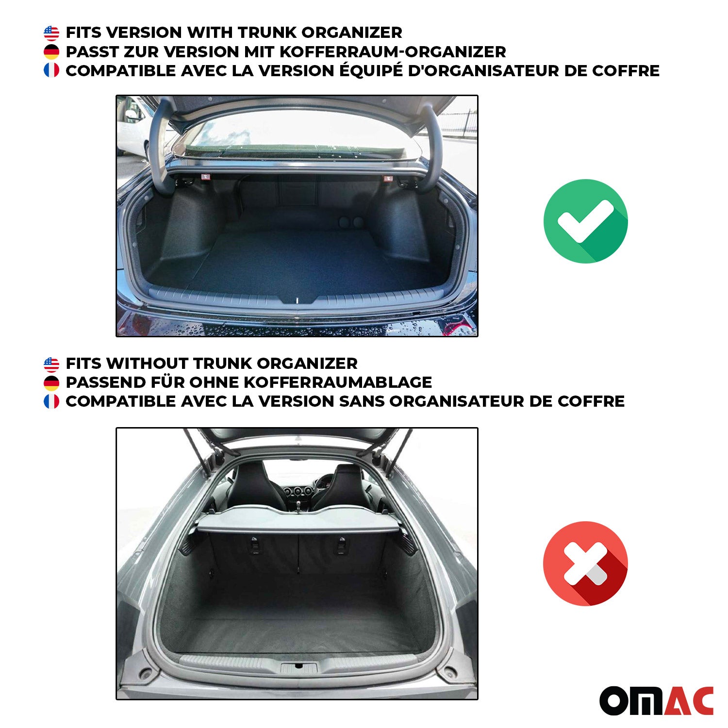 Tapis de coffre pour Opel Zafira C 2012-2019 5places avec organisateur de coffre