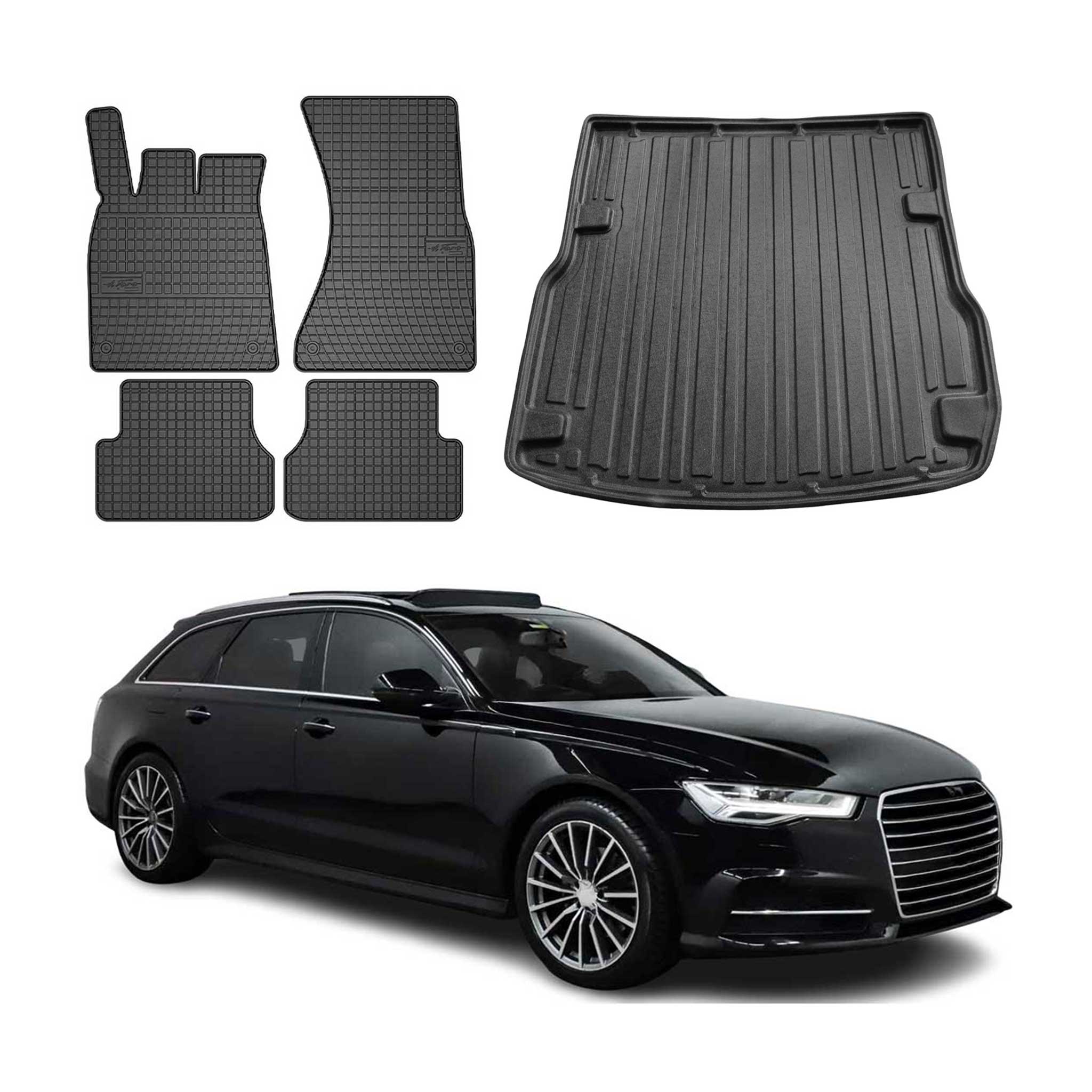 Kit Tapis de sol et coffre pour Audi A6 C7 Break Allroad 2011-2018 Noir TPE