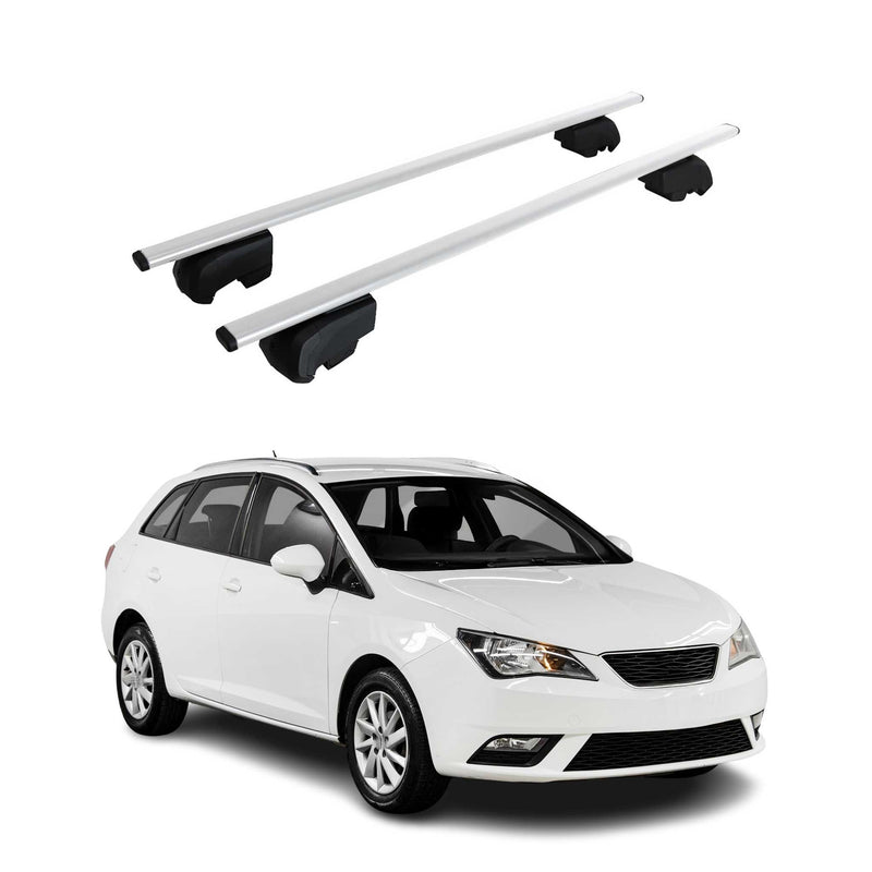 Barres de toit Transversales pour Seat Ibiza ST 2009-2016 Fer Argent ABE